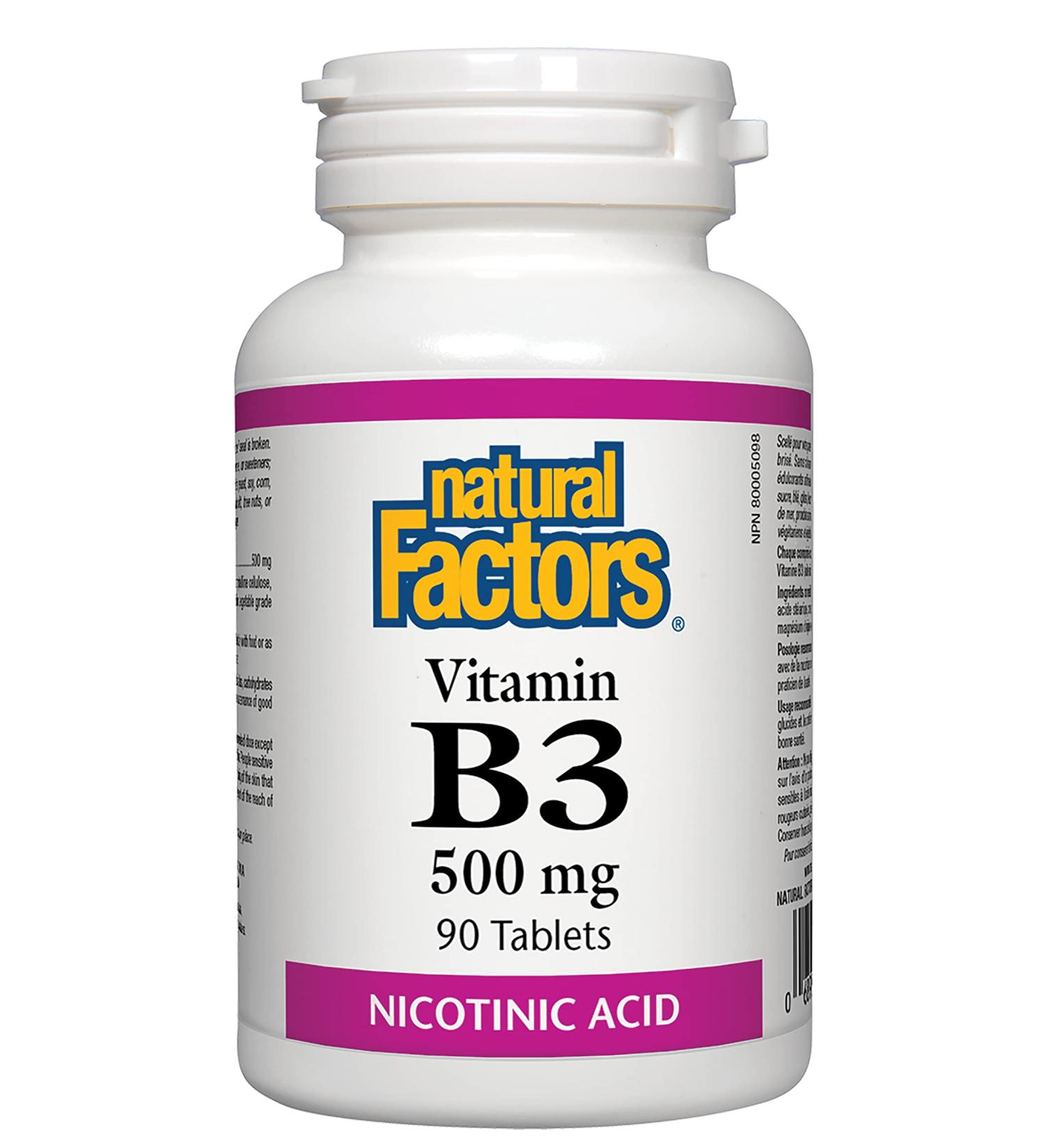 NATURAL FACTORS B-3 Niacin 500Mg 90 Count - Buy Online on SooperMarket.com