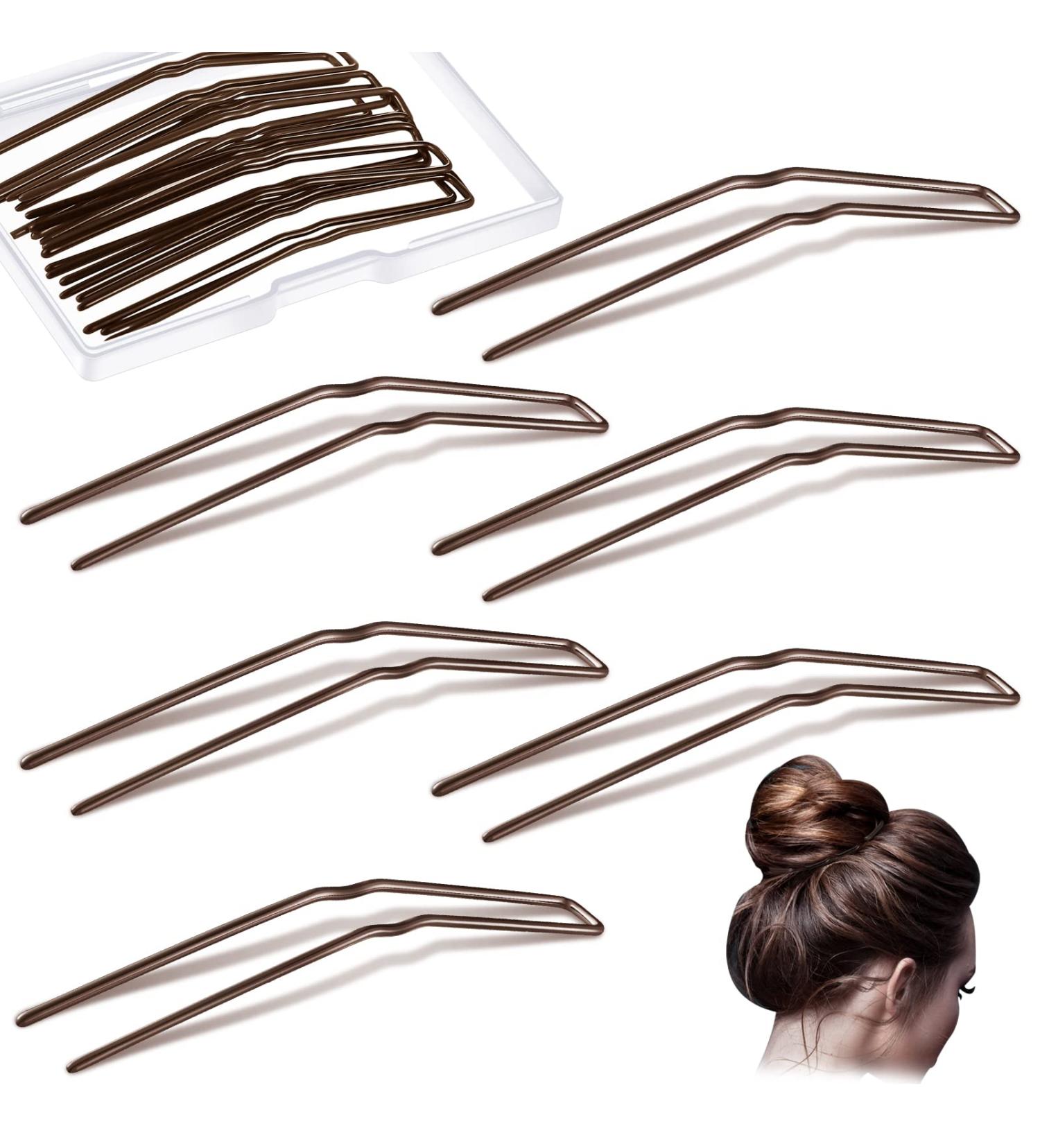 36 Piece Brown 3 Inch U Shaped Hair Pins for Women - Bobby Pins for Updo Styling - Buy Online on SooperMarket.com