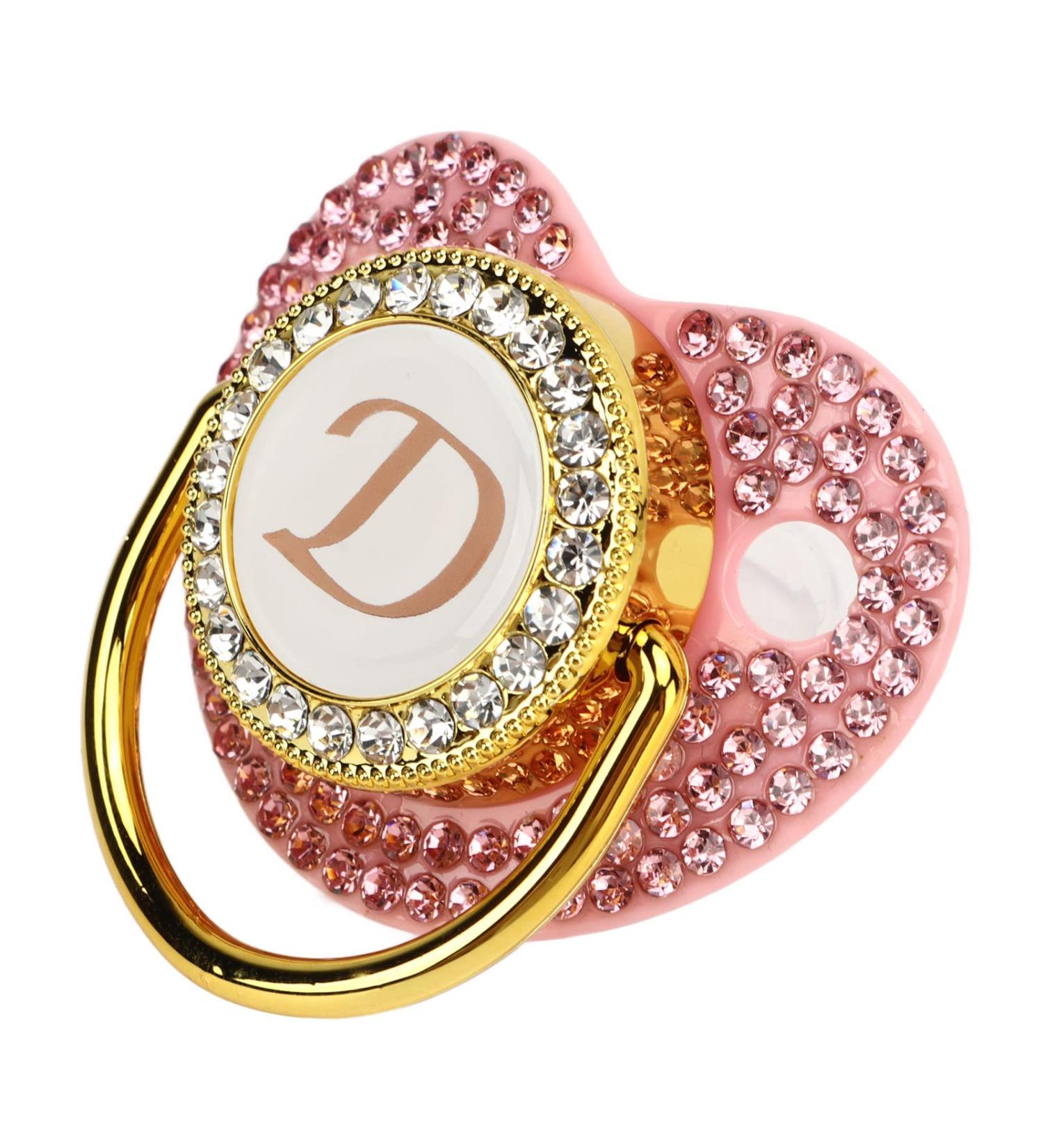 Gold Baby Pacifier Set with Rhinestones for 6-18 Months - Lightweight & Stylish (Letter D) - Buy Online on SooperMarket.com