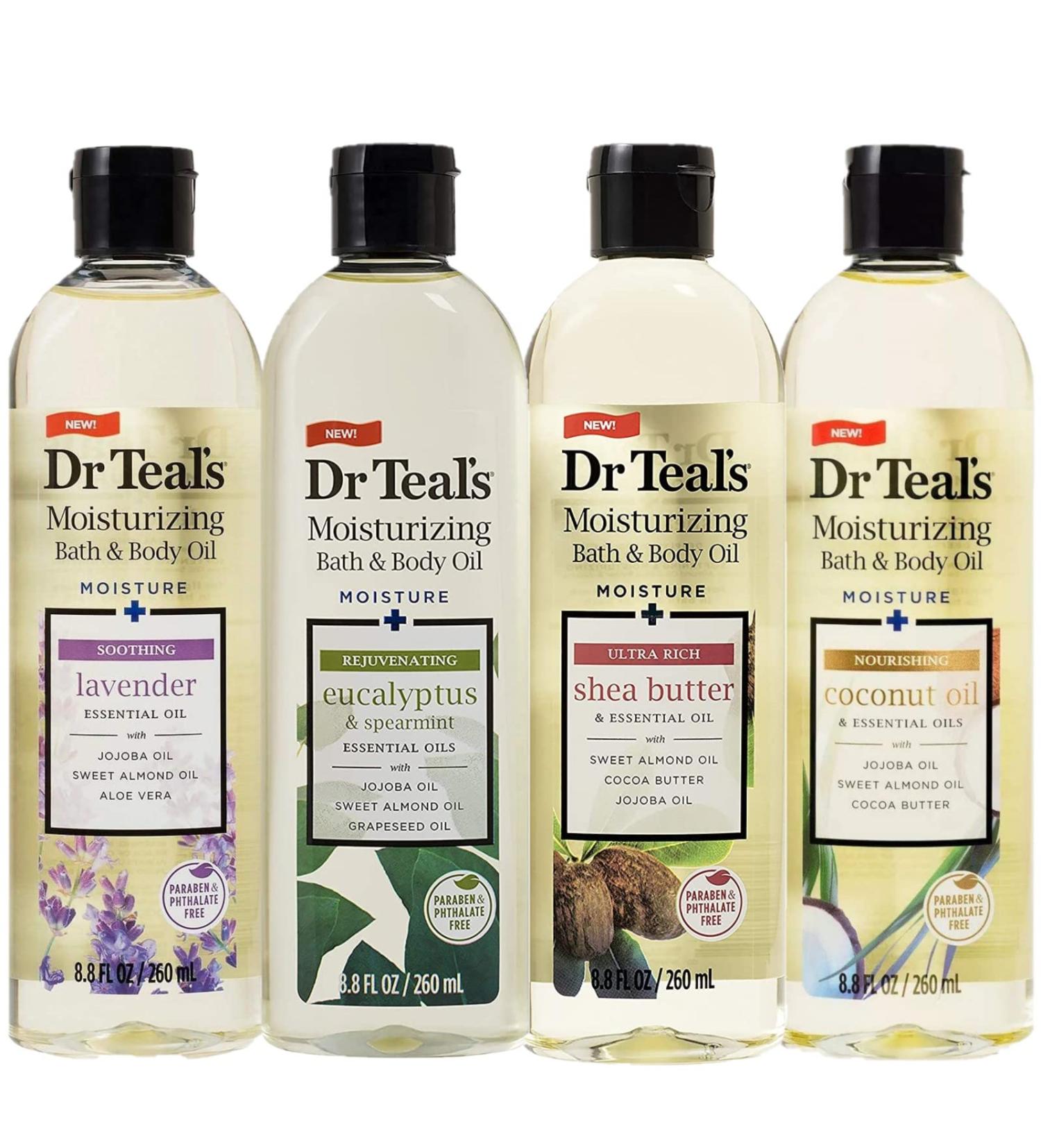 Dr Teal's Mothers Day Bath & Body Oil Gift Set - Lavender & Eucalyptus, Shea Butter, Coconut Oil - Hydrating Essential Oils (4 Pack) - Buy Online on SooperMarket.com