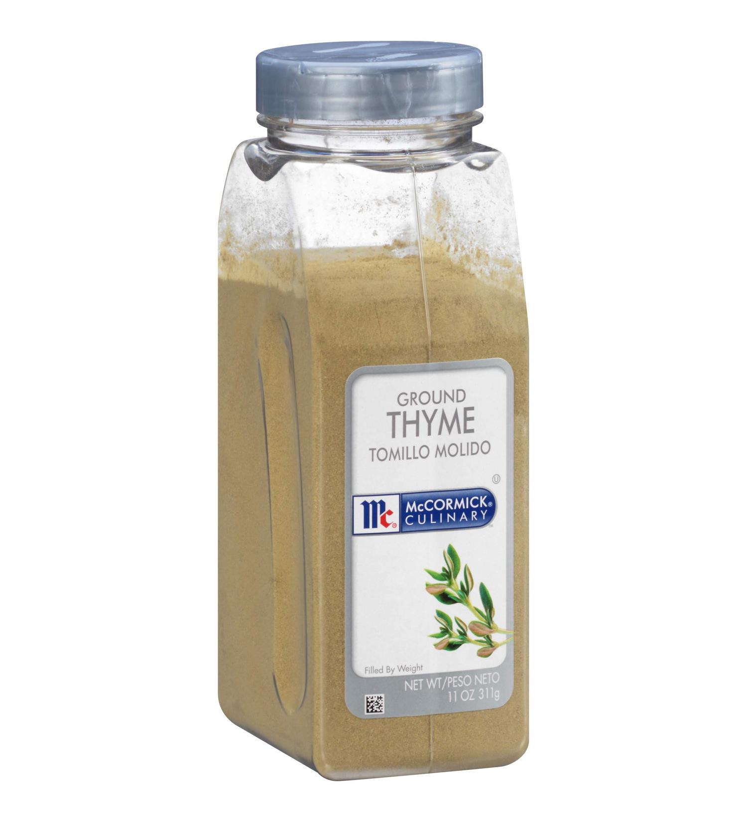 McCormick Culinary Ground Thyme 11 oz - Versatile Seasoning for Chowders, Soups, Meat, Seafood & Mashed Potatoes - Buy Online on SooperMarket.com