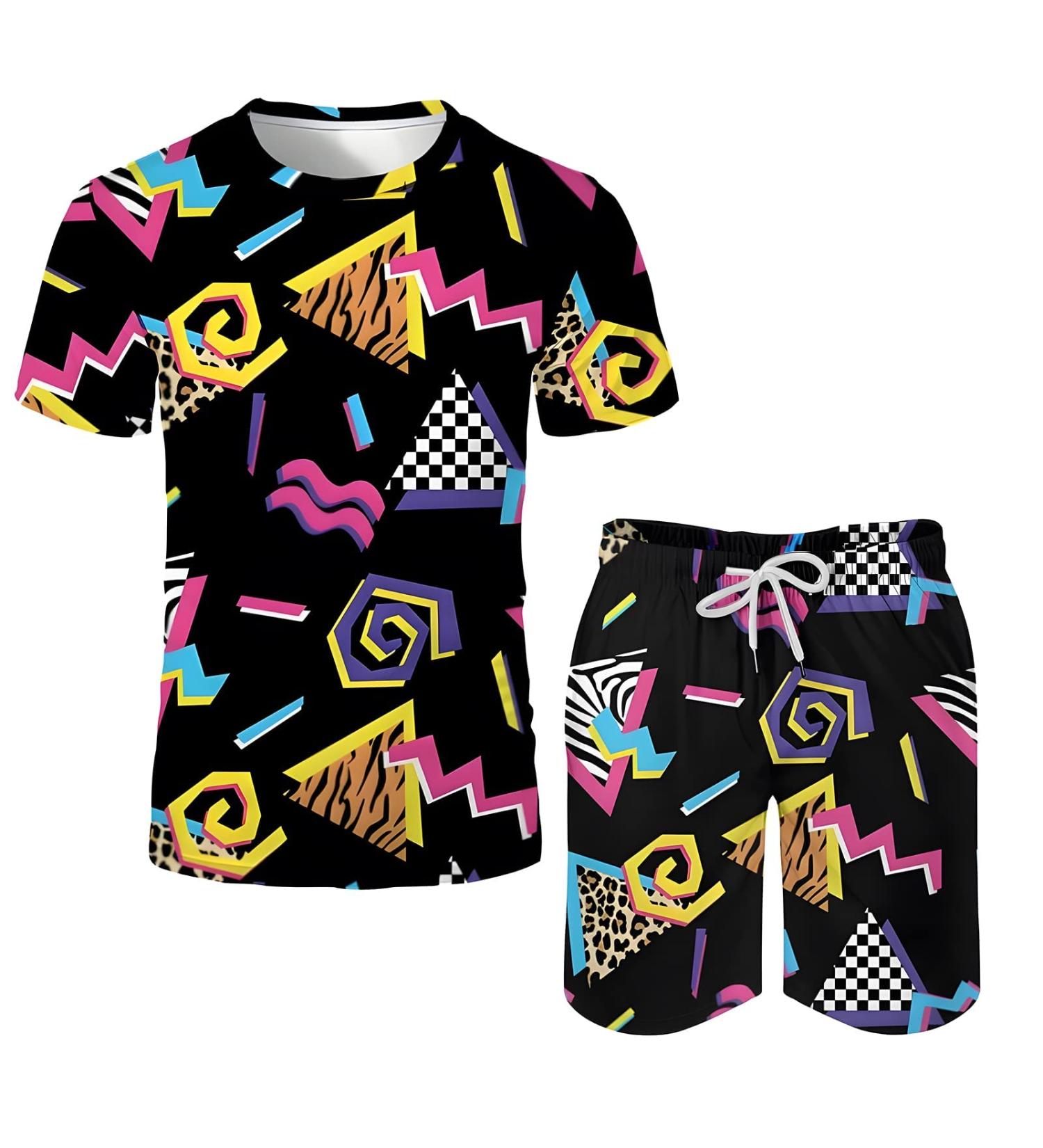 Arssm Men's Vintage 2-Piece Shirts and Shorts Set for Retro Summer Party - Black, X-Large - Buy Online on SooperMarket.com