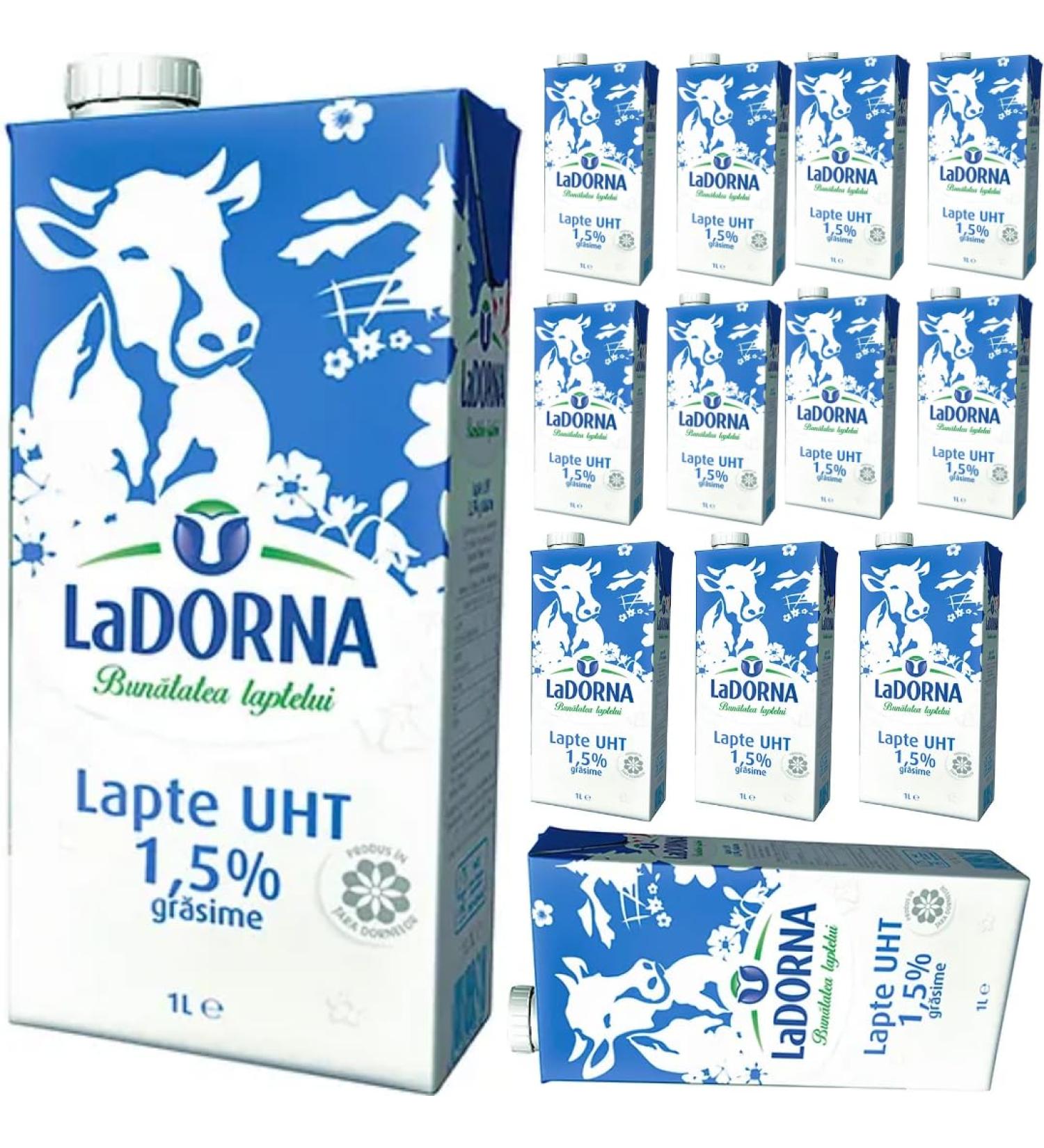 La Dorna Milk%1 5 Fat Milk 1000 Mililiter x 12 Boxes - Buy Online on SooperMarket.com