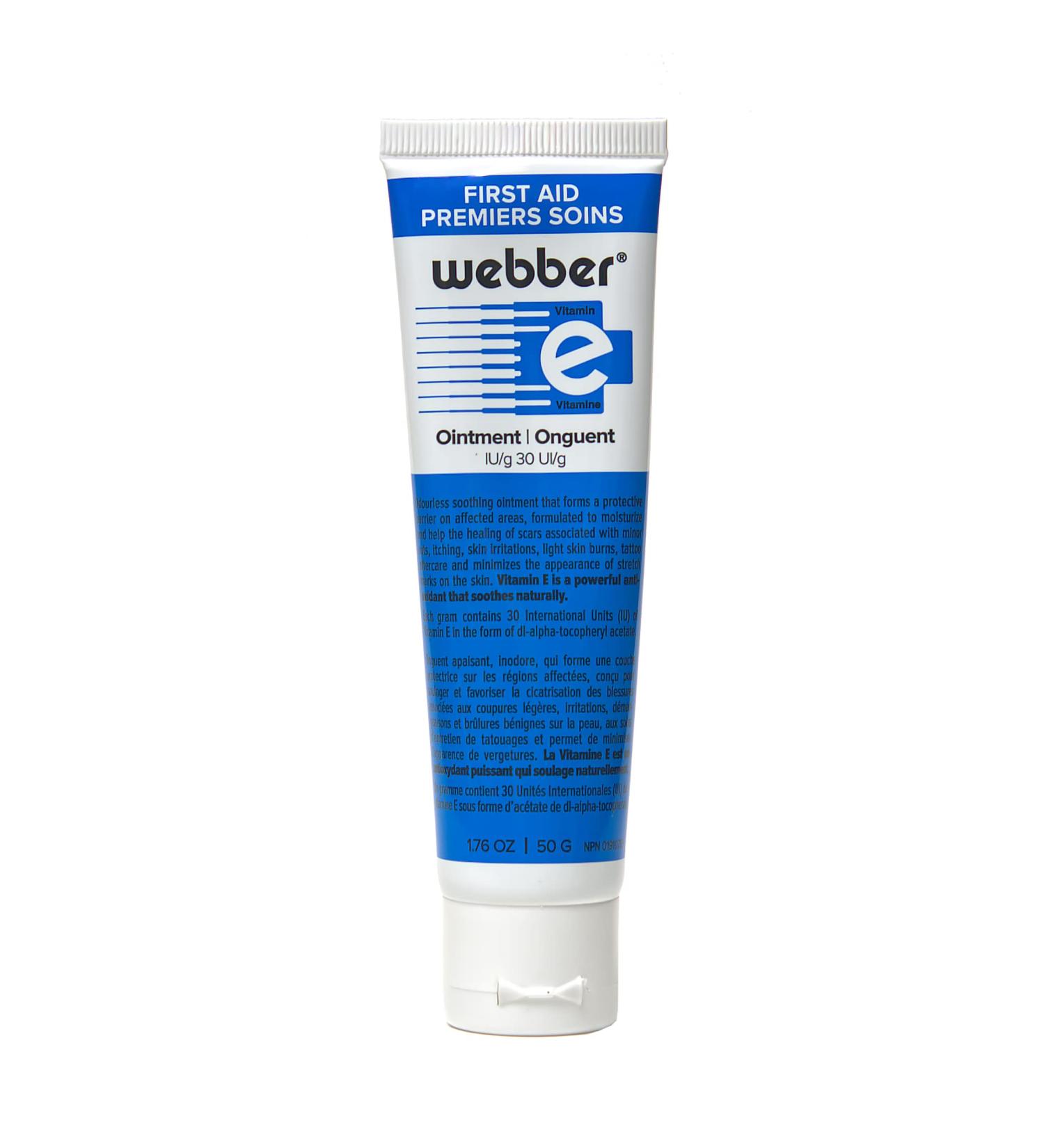 Webber Natural First Aid Ointment Protects against Infections and Provides fast healing with Vitamin E to fight Scars from Cesarean and Cuts Burns from Tattoos Wrinkles Acne and Very Dry Skin - 50g - Buy Online on SooperMarket.com