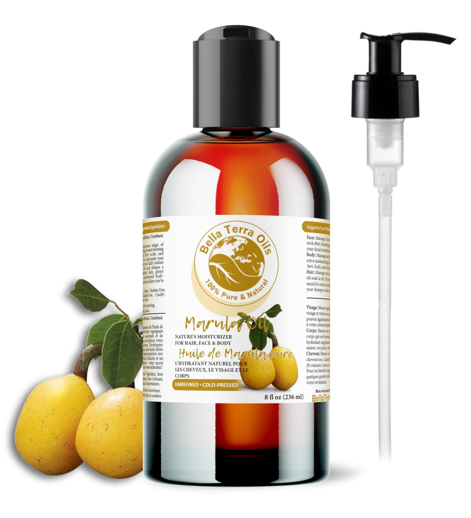 Bella Terra Oils Marula Oil. 236ml. 100% Pure. Cold-pressed. Unrefined. Luxury Oil. Rich in Antioxidants. Absorbs Quickly. Natural Moisturizer for Skin Hair. 236 ml (Pack of 1) - Buy Online on SooperMarket.com