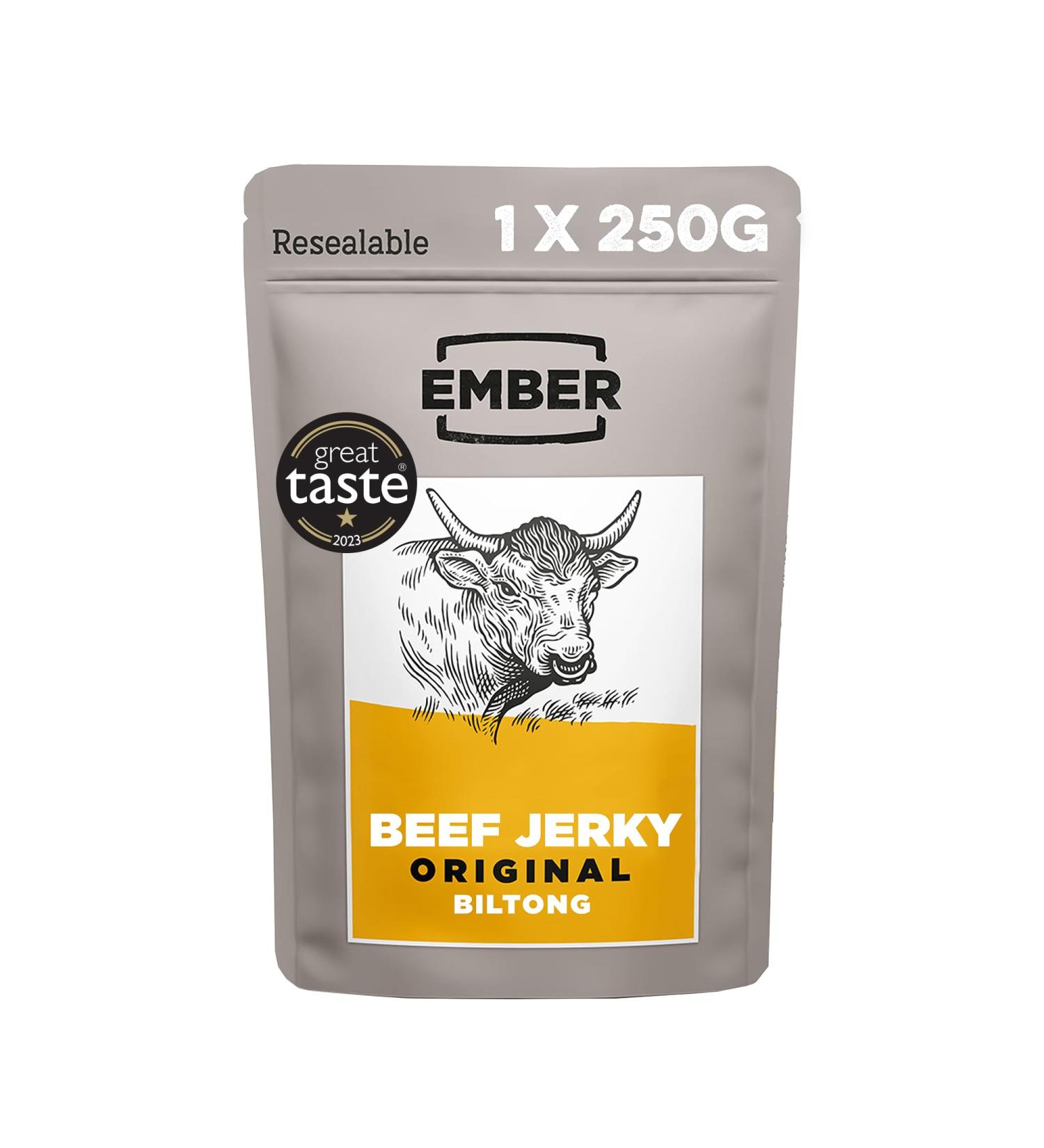 Ember Snacks Biltong - High Protein Beef Snack 250g | Original Flavor | British & Irish Beef - Buy Online on SooperMarket.com