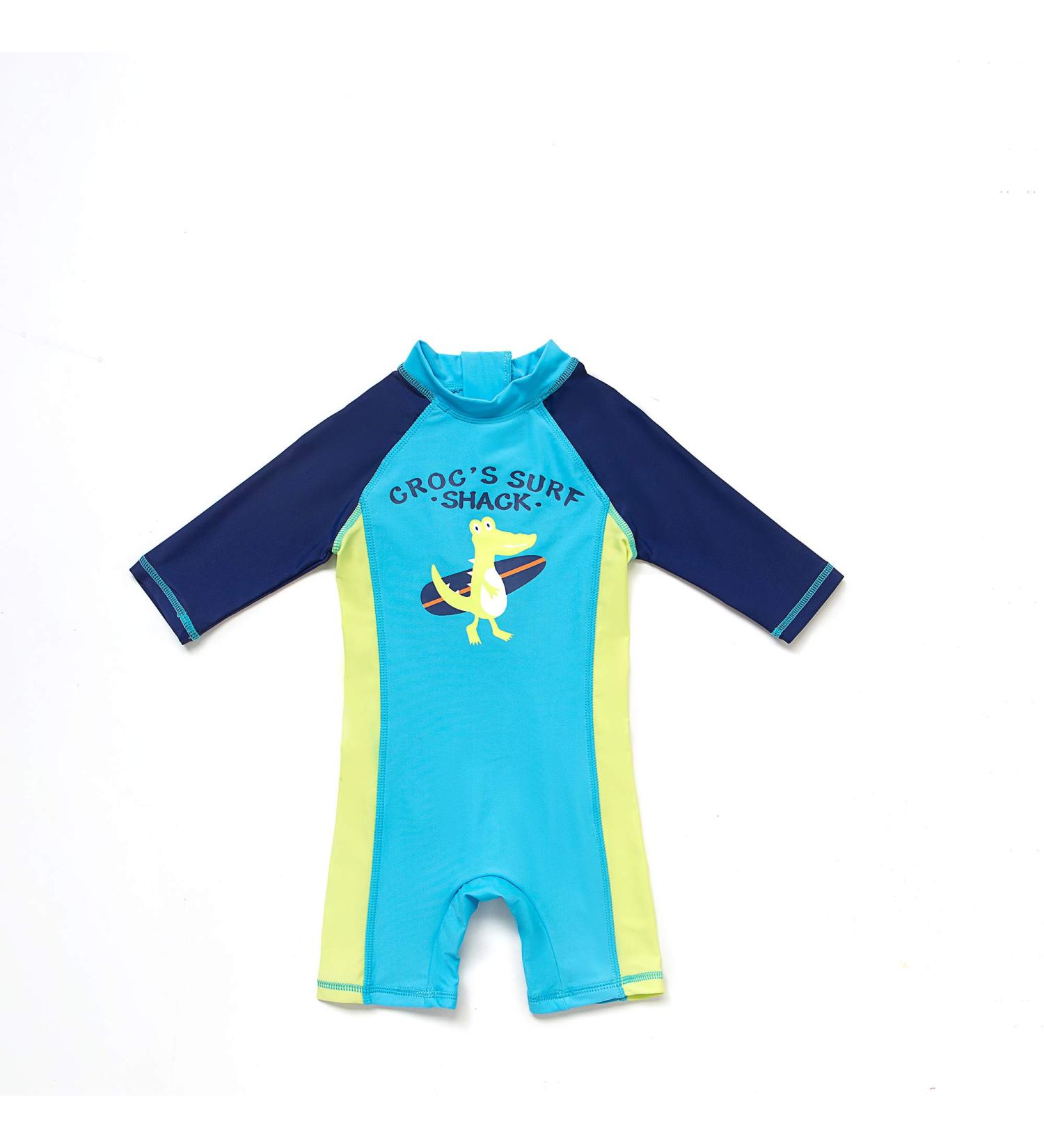 Baby Boys Sunsuit UPF 50+ Swimwear Set with Zipper and Sun Hat - Blue (18-24 Months) - Buy Online on SooperMarket.com