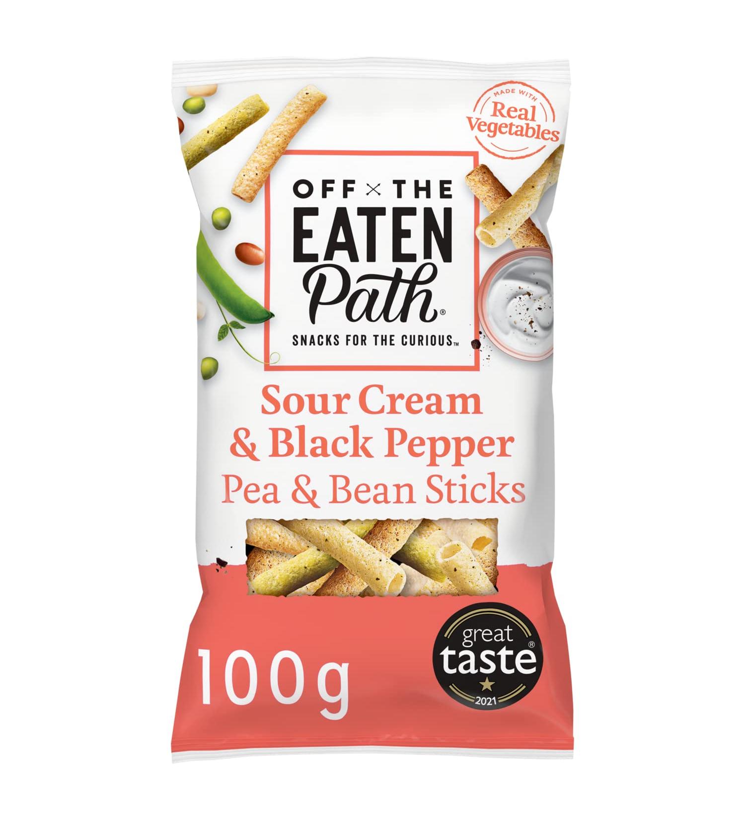 Off the Eaten Path Sour Cream & Pepper Bean Sticks 100g - Crunchy Snack with a Tangy Twist - Buy Online on SooperMarket.com