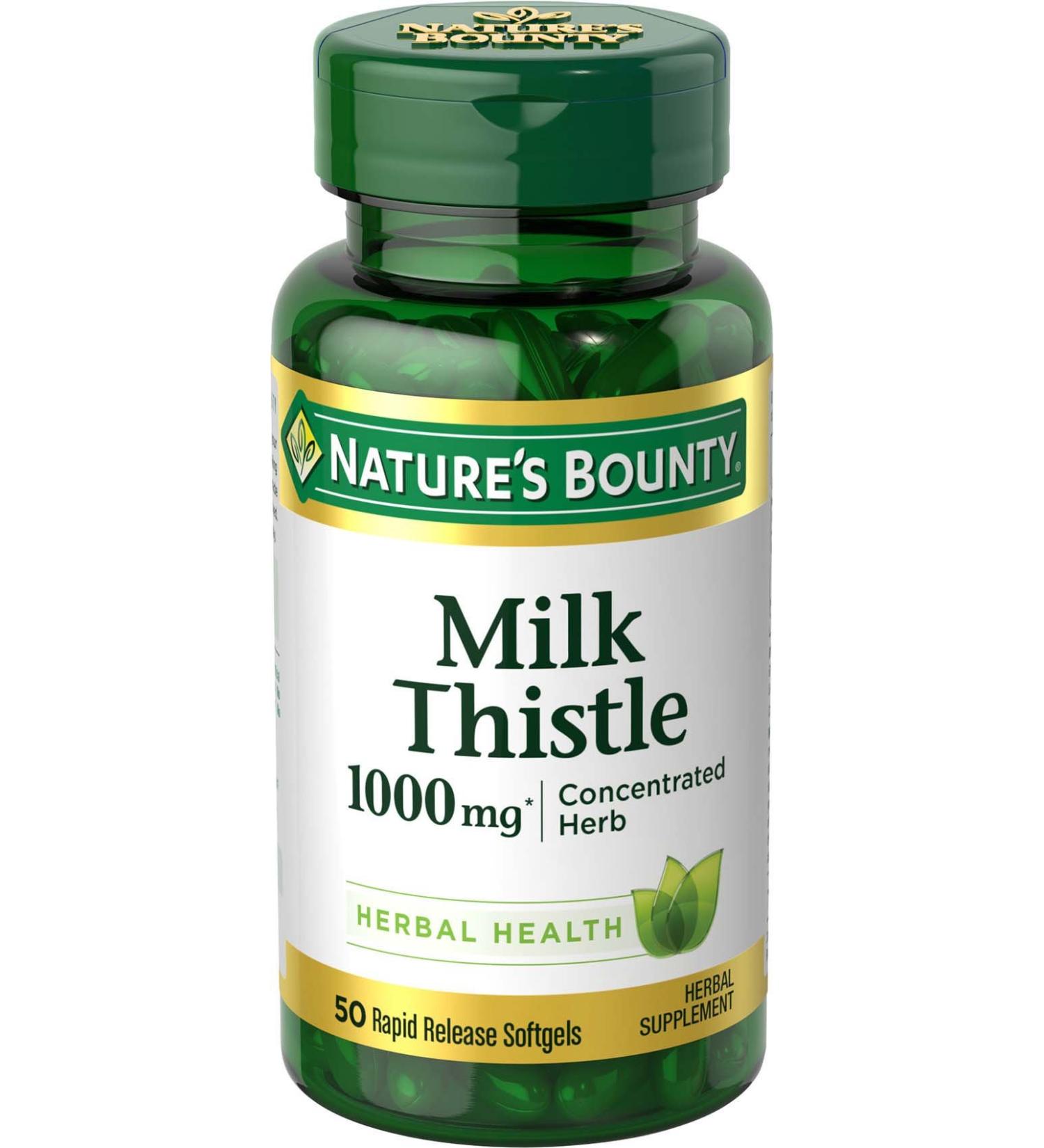 Nature's Bounty Milk Thistle 1000 mg - 50 Rapid Release Softgels for Liver Support - Buy Online on SooperMarket.com