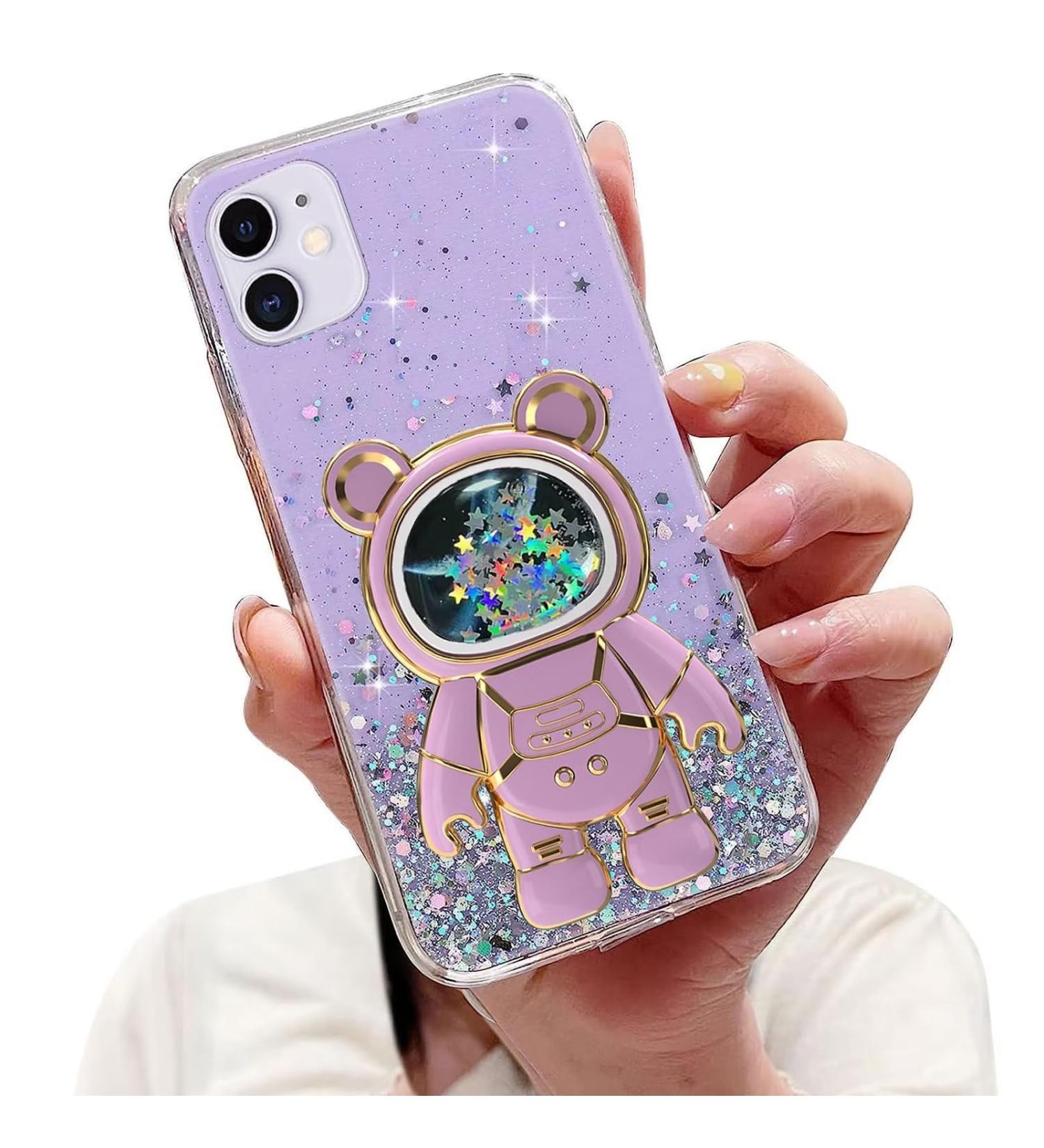 Tivenfezk Nadoli iPhone 11 Case - Glitter Astronaut Soft Silicone Hidden Stand Shell - Purple Protective Cover - Buy Online on SooperMarket.com
