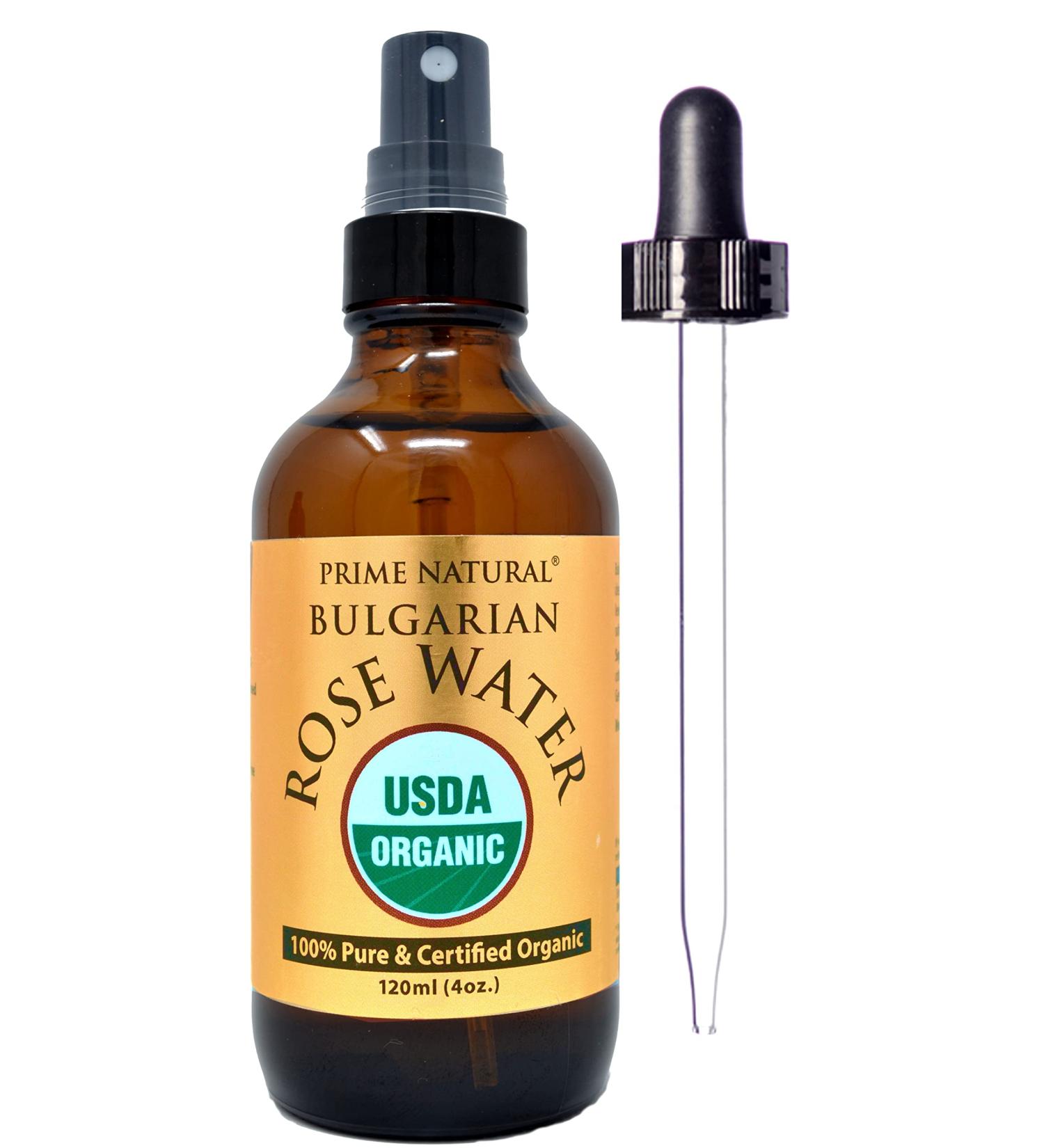 USDA Certified Organic Rose Water Spray 4oz - Facial Toner & Hydrating Mist - 100% Pure Bulgarian Rose Petals - Alcohol-Free Moisturizer for Face & Hair - Buy Online on SooperMarket.com