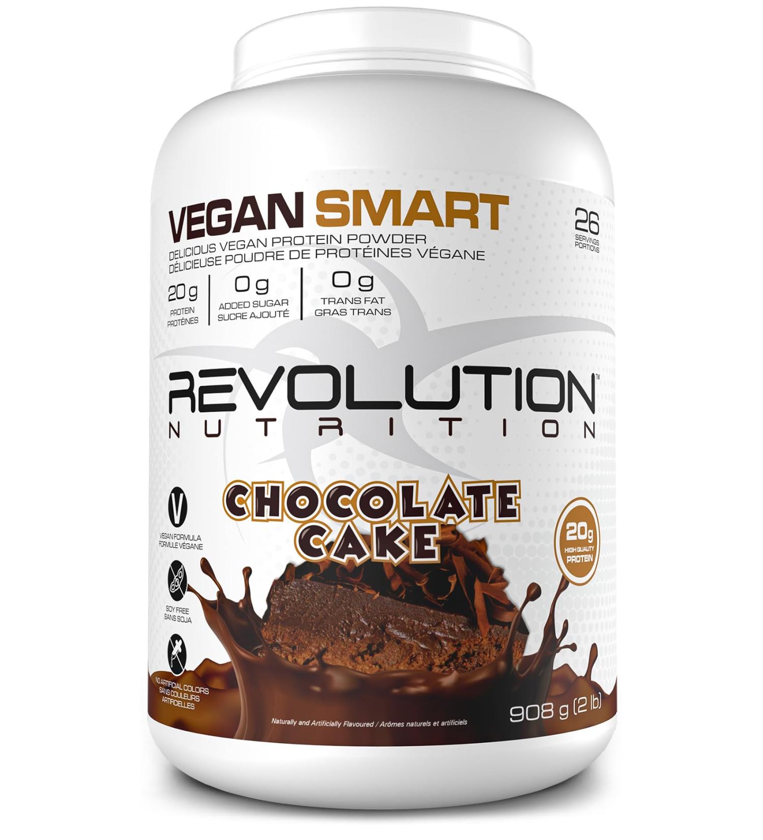 Revolution Nutrition Vegan Smart Vegan Protein Powder Dairy Free Plant Based Sugar Free Soy Free BCAAs Keto Friendly For Men & Women 20g Of Protein Per Scoop 908g 26 Servings (Chocolate Cake 2 Pound) Chocolate Cake 26 Servings (Pack of 1) - Buy Online on SooperMarket.com
