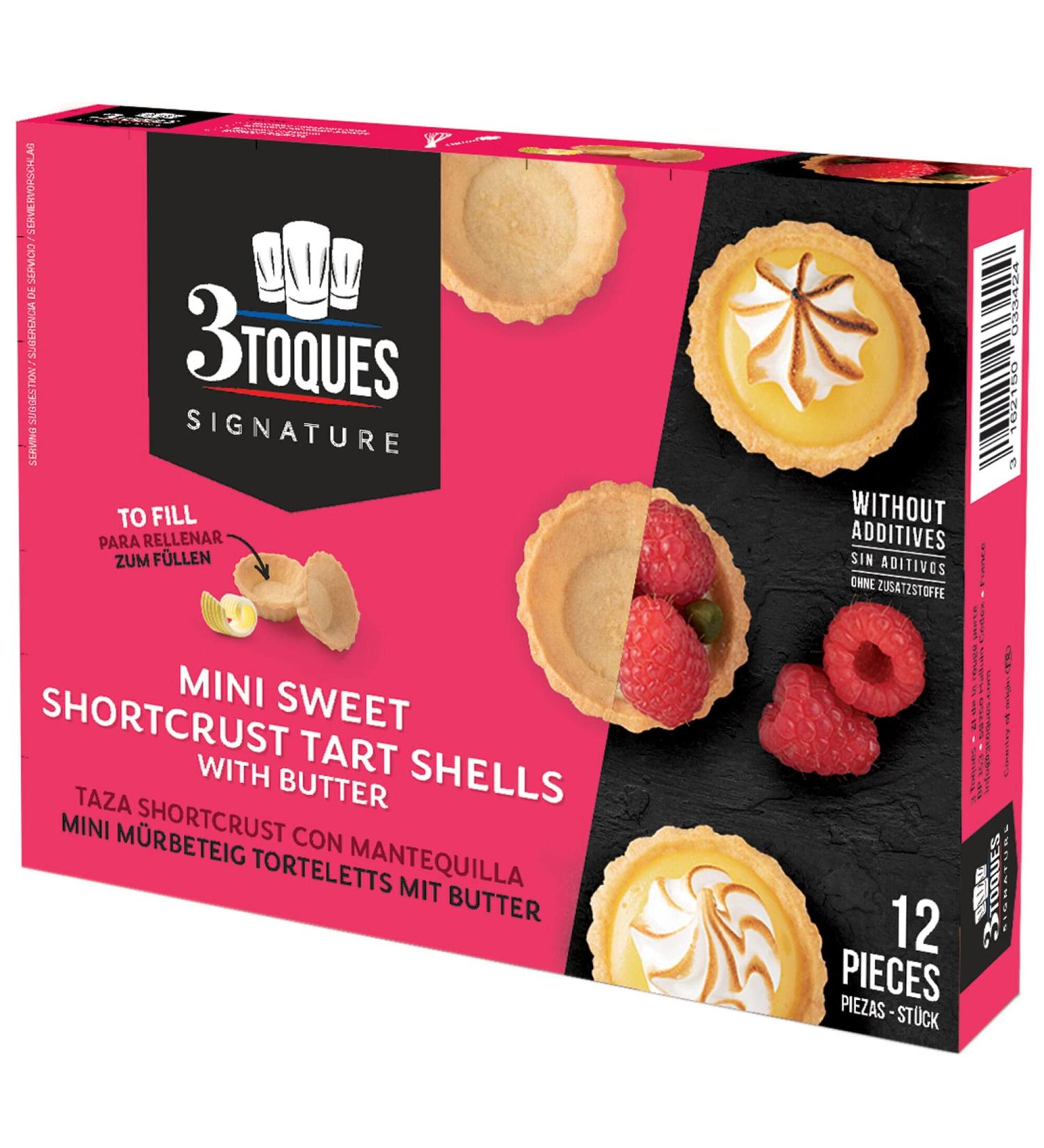 3 Toques Mini Sweet Shortcrust Tart Shells with Butter - 16x12