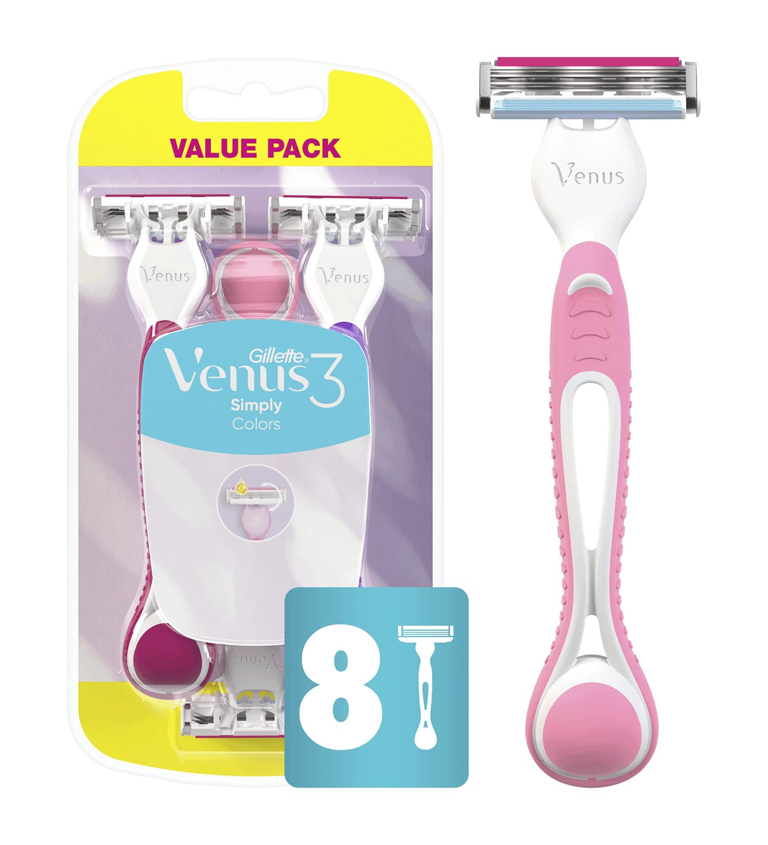 Gillette Venus Simply3 Disposable Razors for Women 8 Count - Close and Comfortable Shave - 8ct - Buy Online on SooperMarket.com