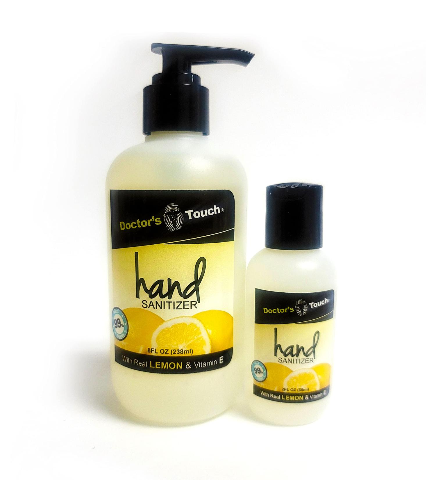 Doctor's Touch Hand Sanitizer with Lemon, Vitamin E, Aloe Vera - 99% Germ Protection - 70% Alcohol - Antibacterial - Hydrating Formula (8oz & 2oz) - Buy Online on SooperMarket.com