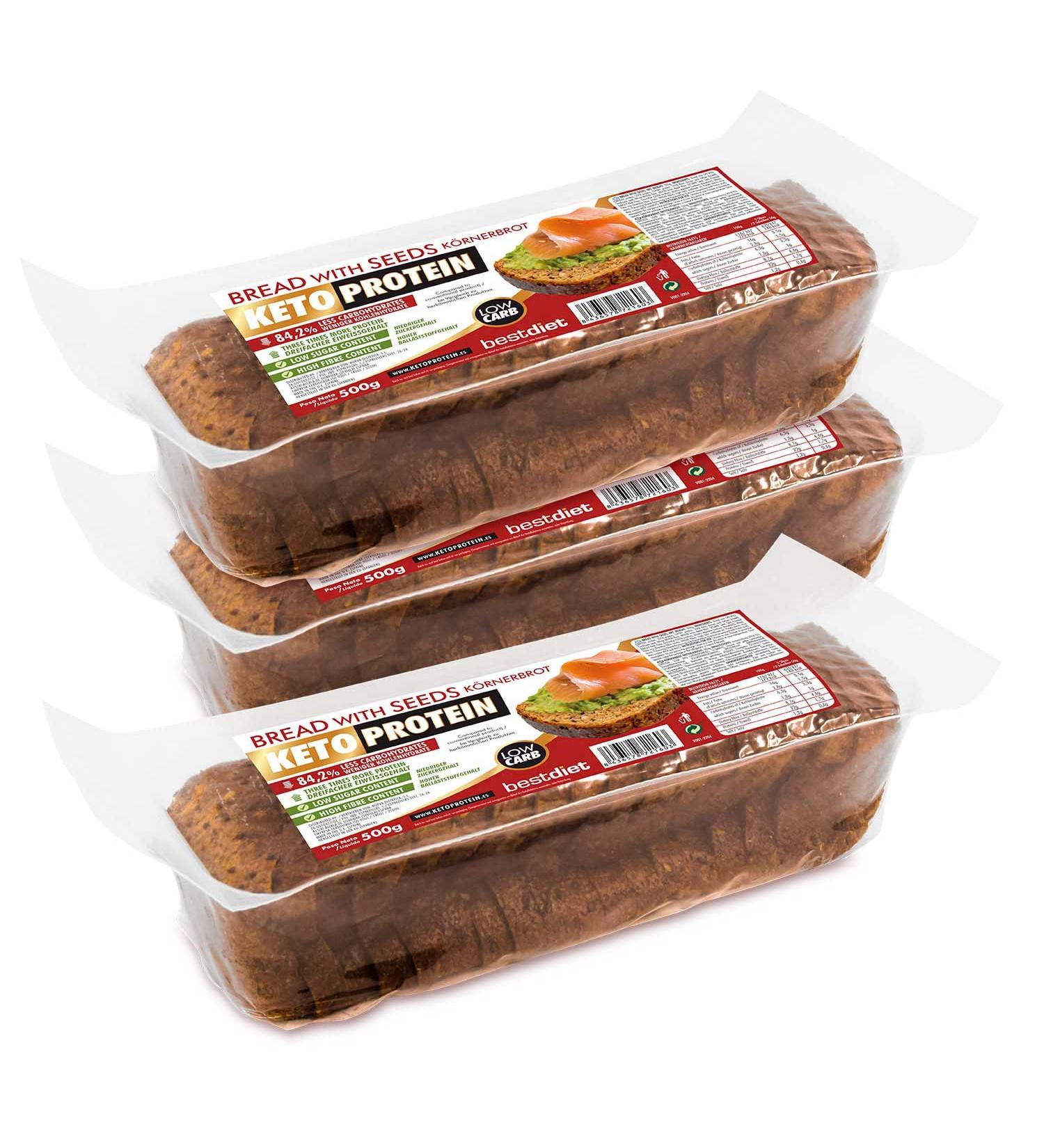 Keto Protein Bread Mix 500g - Low Carb High Fiber Sugar-Free Multi-Seed Freezable 3-Pack for Keto Dieters - Buy Online on SooperMarket.com