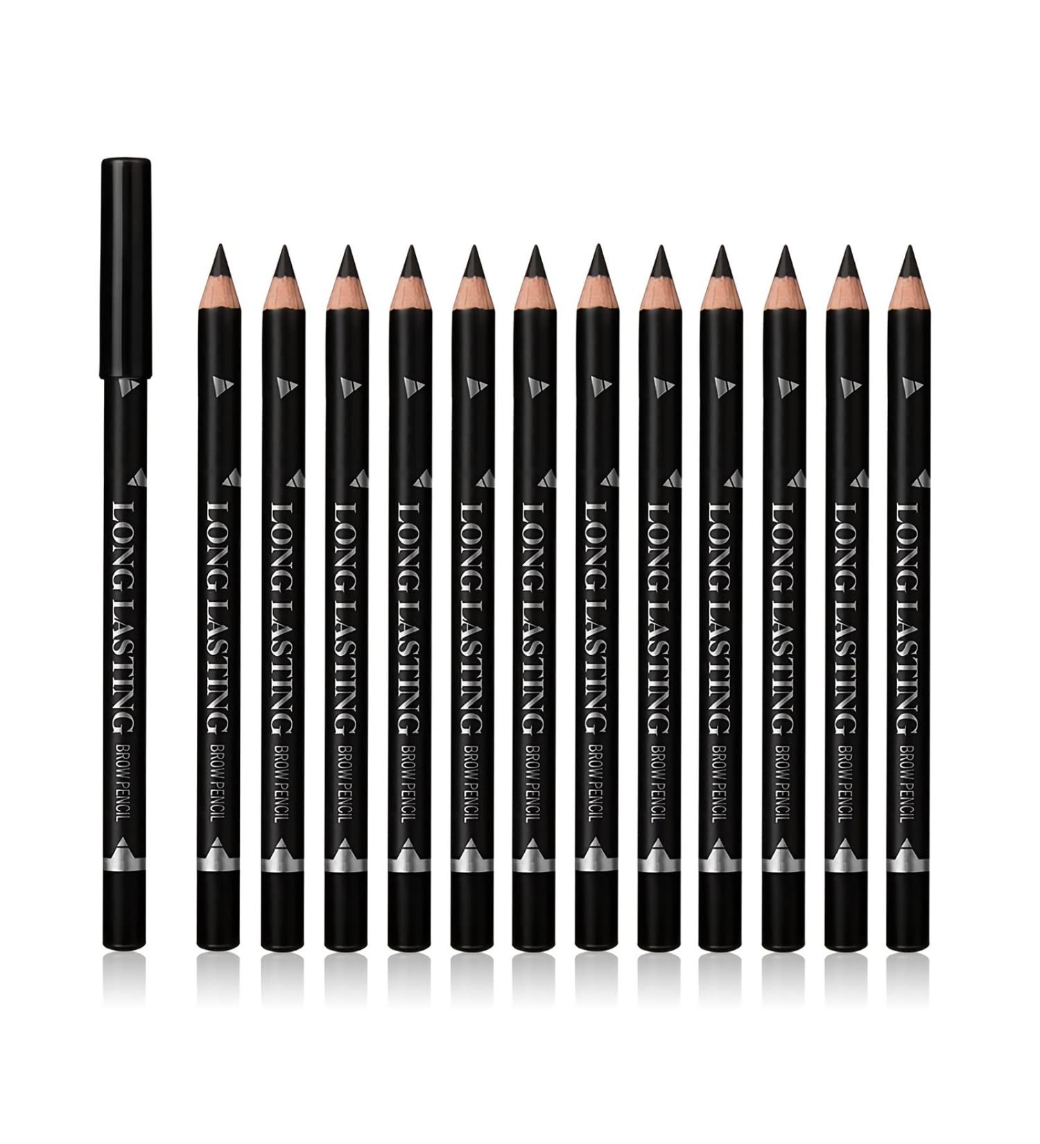 SUMEITANG 12 Pcs Black Eyebrow Pencil Eyeliner Set - Waterproof, Long Lasting Eye Makeup for Women - Buy Online on SooperMarket.com