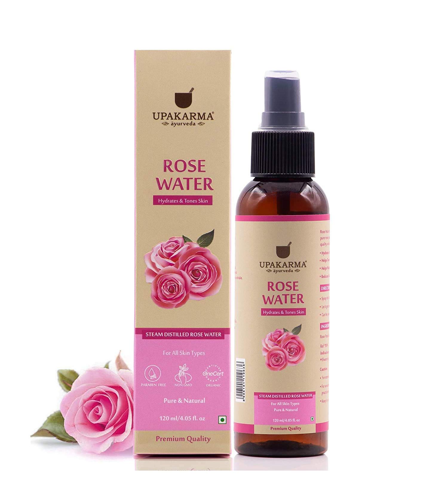 UPAKARMA Ayurveda Pure Natural Rose Water Spray for Face - 4.05 fl. Oz | Best Gulab Jal for Hydration & Skincare - Buy Online on SooperMarket.com