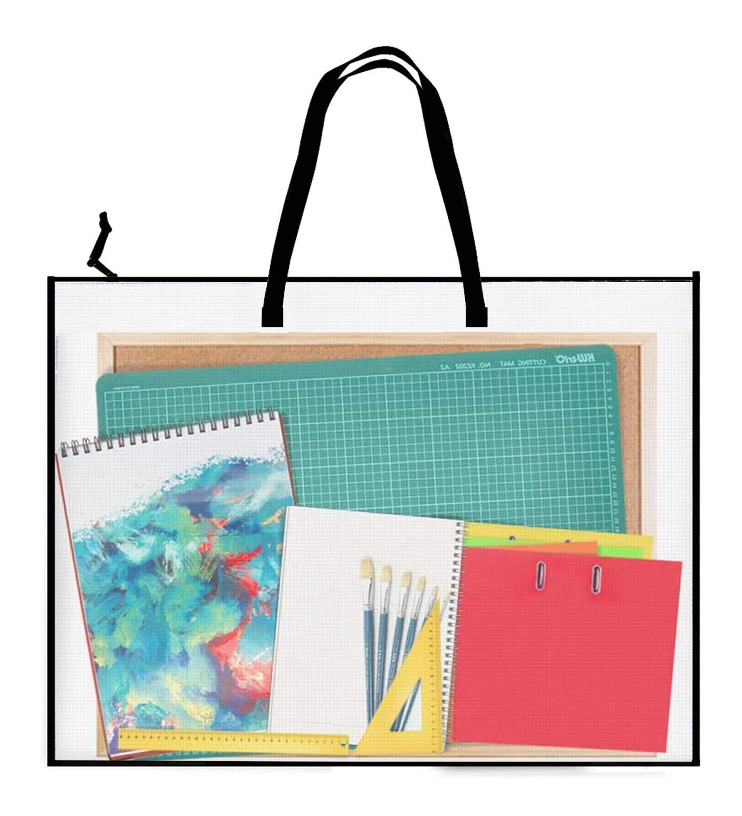 DPEI XUAN Art Portfolio Bag - 19x25 Inch Transparent White Poster Storage Organizer with Zipper and Handle - Ideal for Large Posters, Poster Boards, Paintings - 1 Pack - Buy Online on SooperMarket.com
