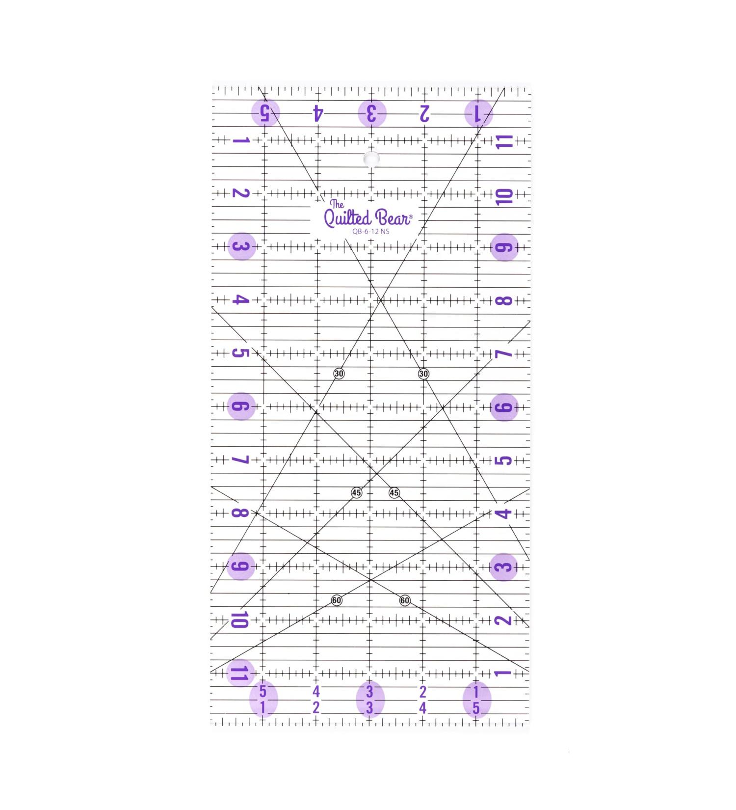 Quilted Bear Quilting Rulers - Transparent Acrylic Non-Slip Patchwork Ruler with Angles - 6 x 12 inches - Buy Online on SooperMarket.com