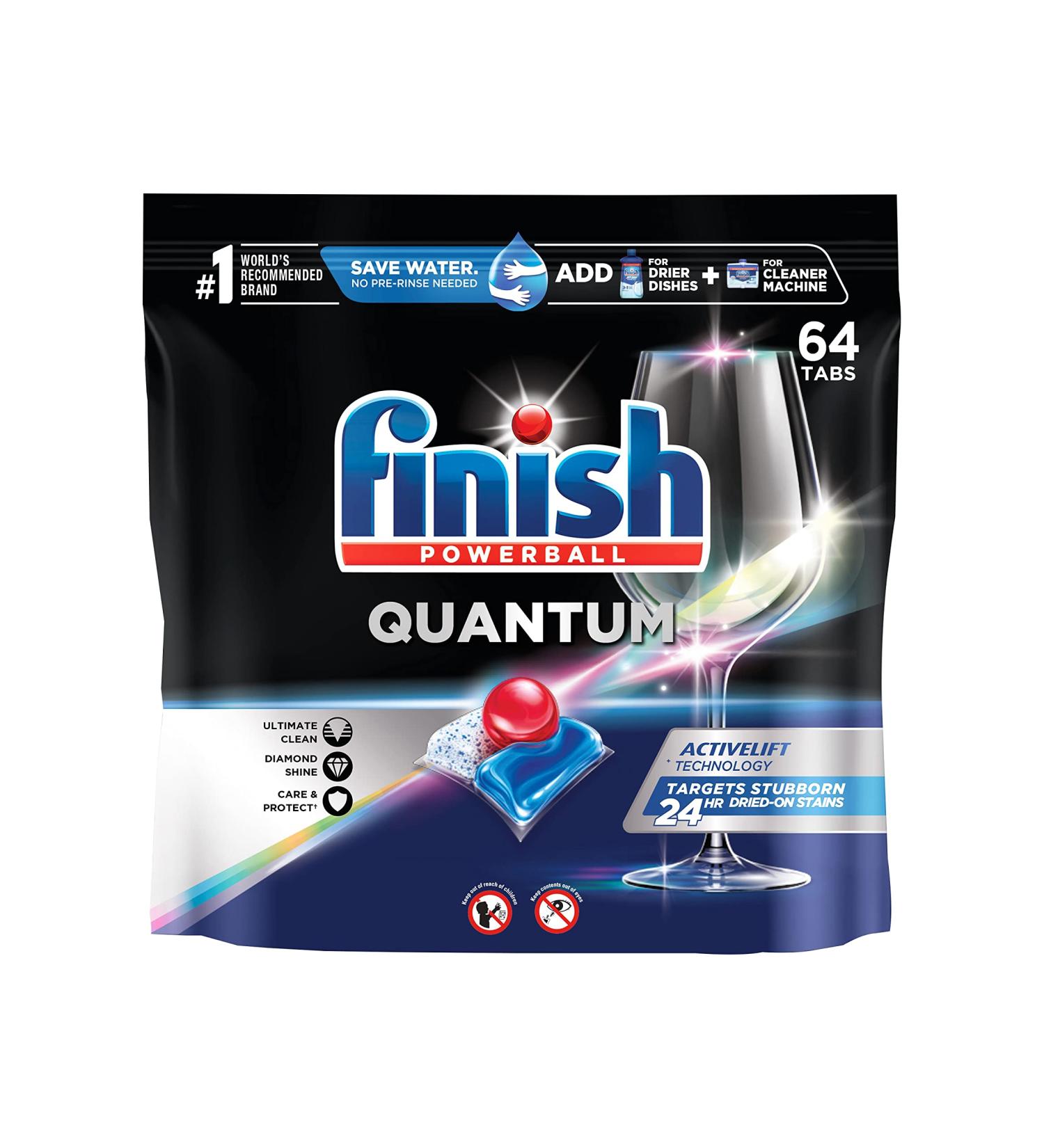 Finish Quantum 64ct Dishwasher Detergent Tablets - Powerball Formula for Ultimate Clean & Shine - Buy Online on SooperMarket.com