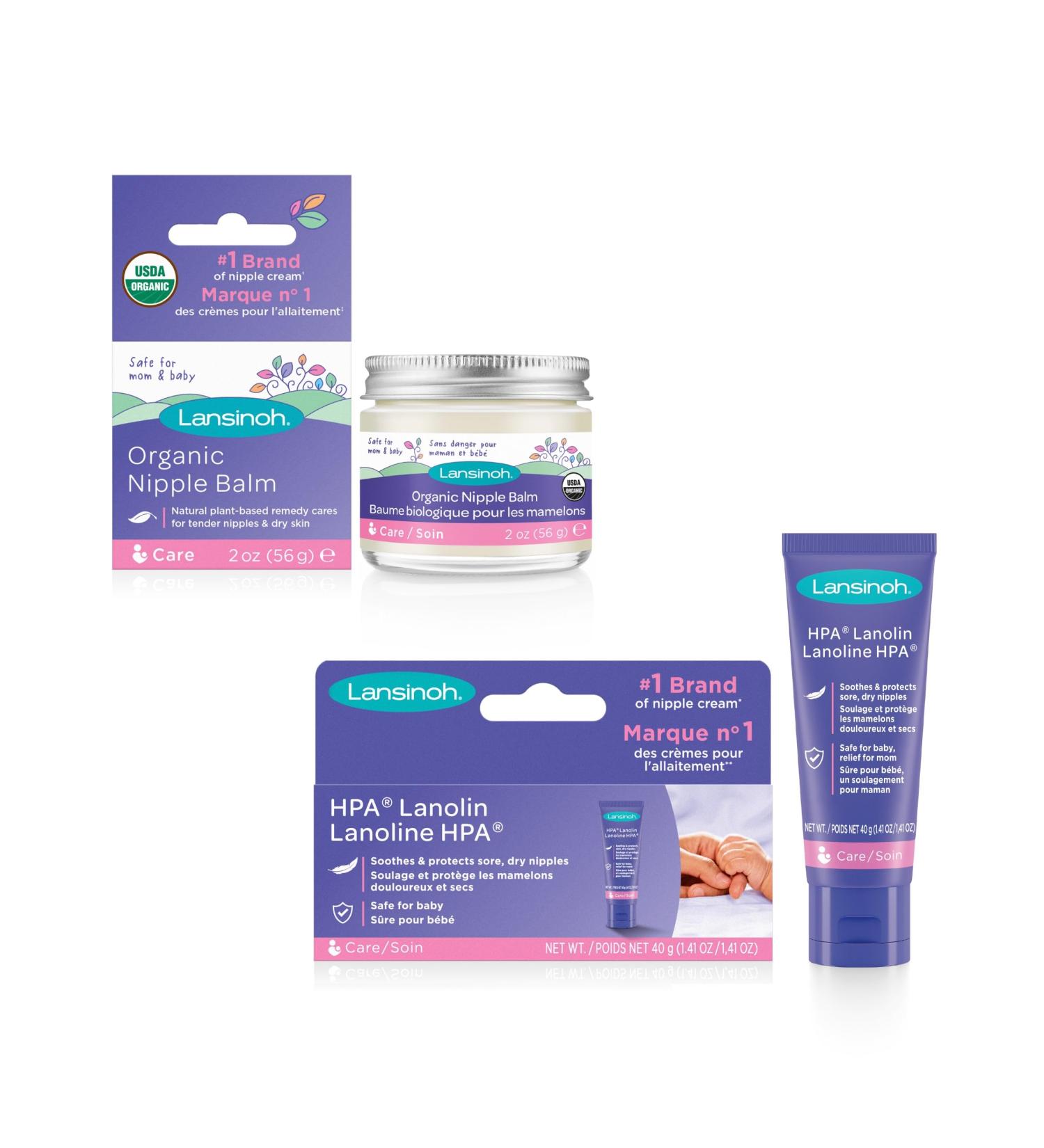 Lansinoh Organic Nipple Balm and HPA Lanolin Nipple Cream Bundle for Breastfeeding Lanolin 40gr + ONB - Buy Online on SooperMarket.com