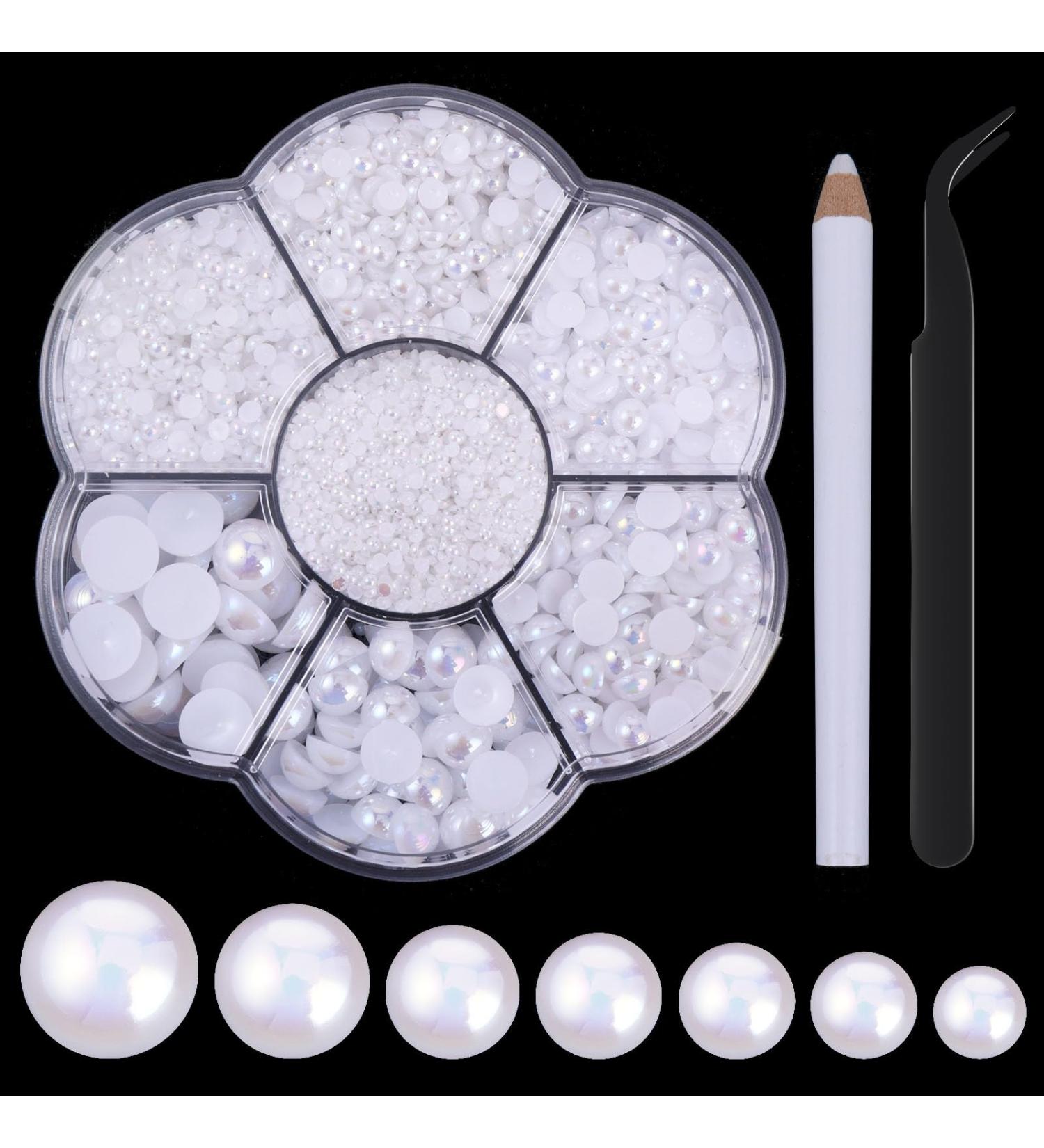 Thinp 5645 PCS Nail Pearls Set with Pickup Pencil and Tweezer - Assorted Sizes Flat Back Pearls Nail Charms for Crafting and Nail Art - Buy Online on SooperMarket.com