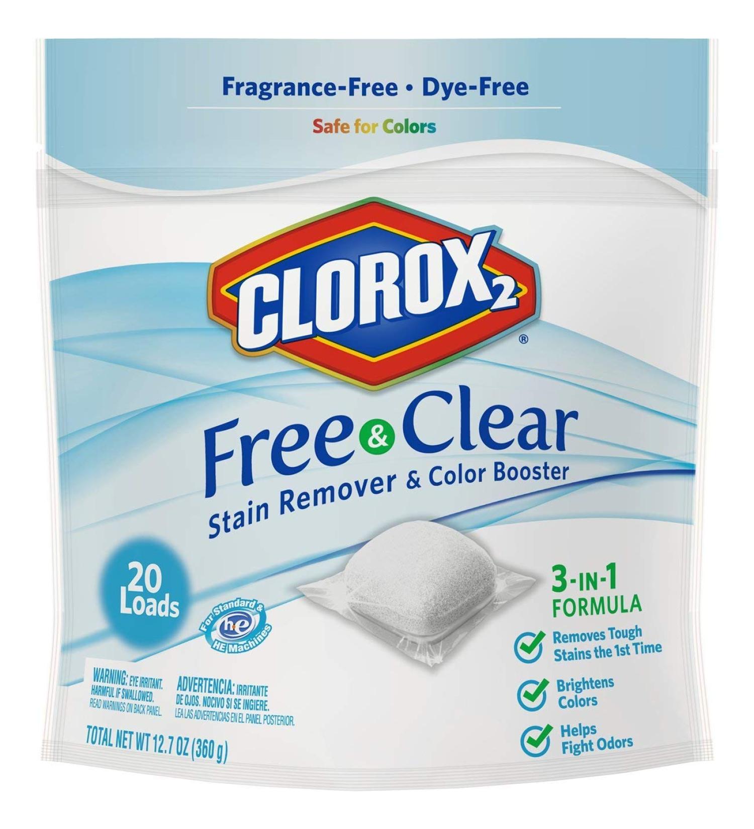 Clorox 2 Free and Clear Laundry Stain Remover & Color Booster Packs - 20 Count - Buy Online on SooperMarket.com