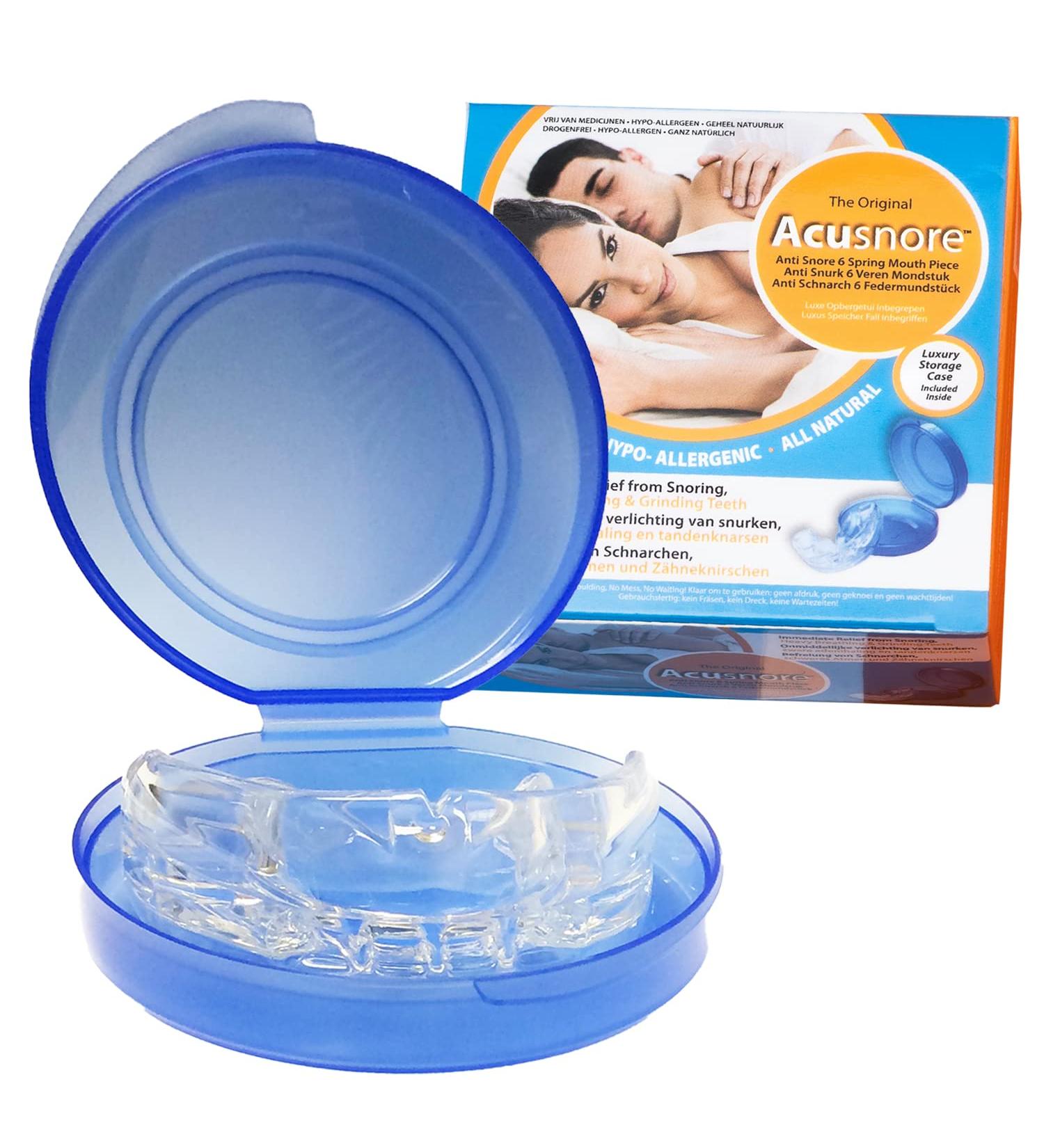 The Original Acusnore Anti Snore 6 Spring Mouth Piece Guard With Anti Bacterial Storage Case Included- Immediate Relief From Apnea Snoring Heaving Breathing & Grinding Teeth- Patented Design - Buy Online on SooperMarket.com