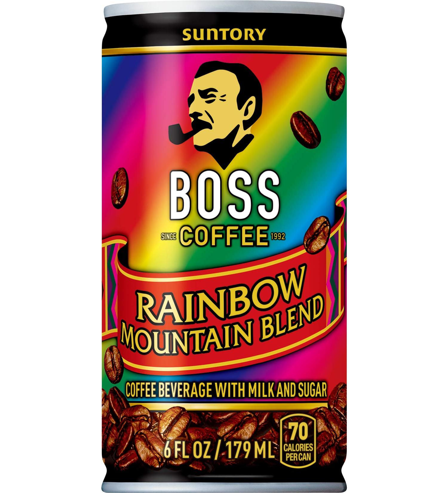 BOSS Coffee by Suntory Rainbow Mountain Blend Flash Brew 6oz 12 Pack - Imported Japanese Espresso Doubleshot, Ready to Drink, Contains Milk - Gluten-Free - Buy Online on SooperMarket.com