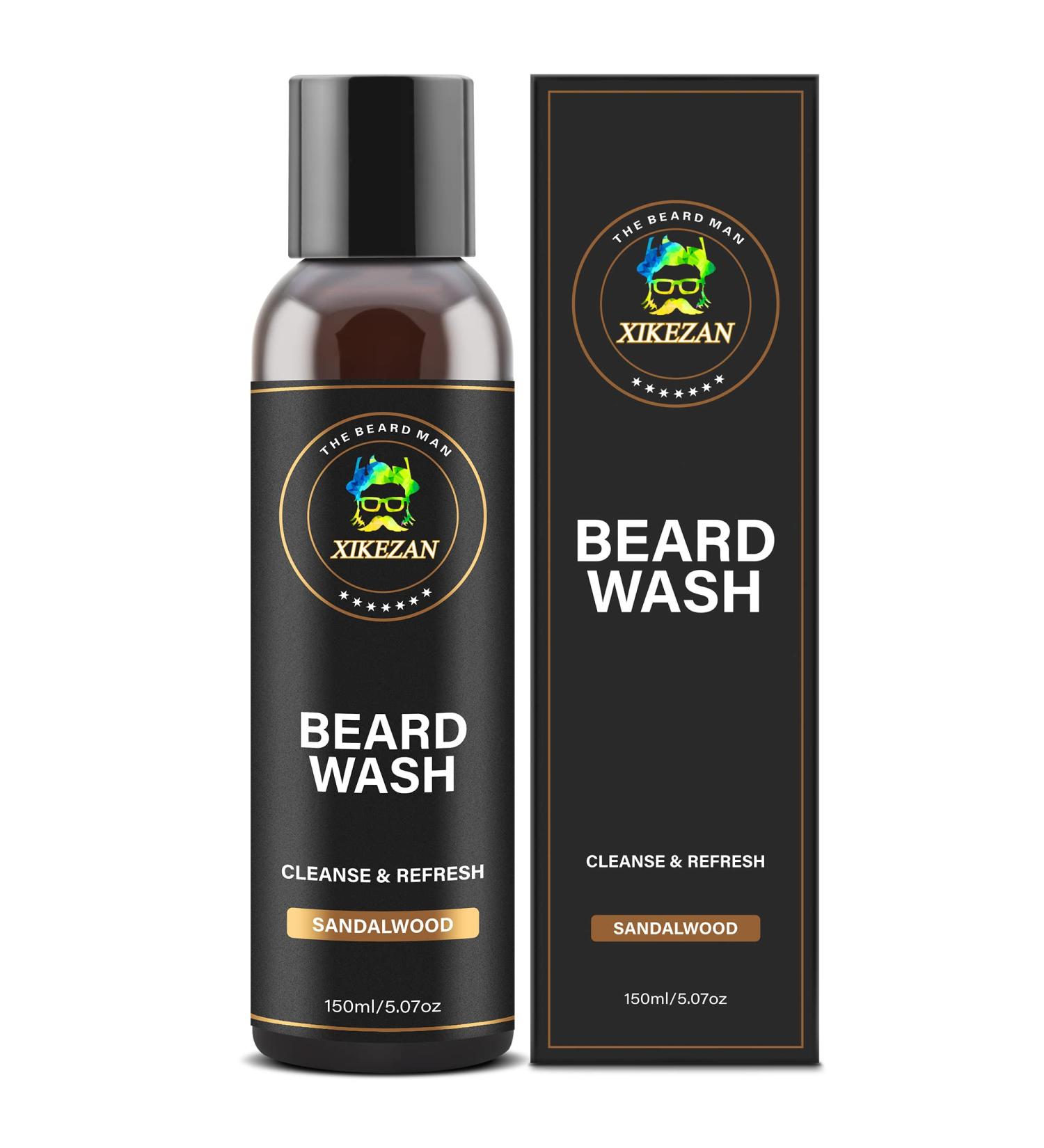 XIKEZAN Beard Wash Shampoo w/Natural Biotin Argan & Jojoba Oils Deeply Cleans Smooths Soften & Strengthens Christmas Stocking Stuffers Father Day Gifts for Men Him Dad Boyfriend Husband Sandalwood