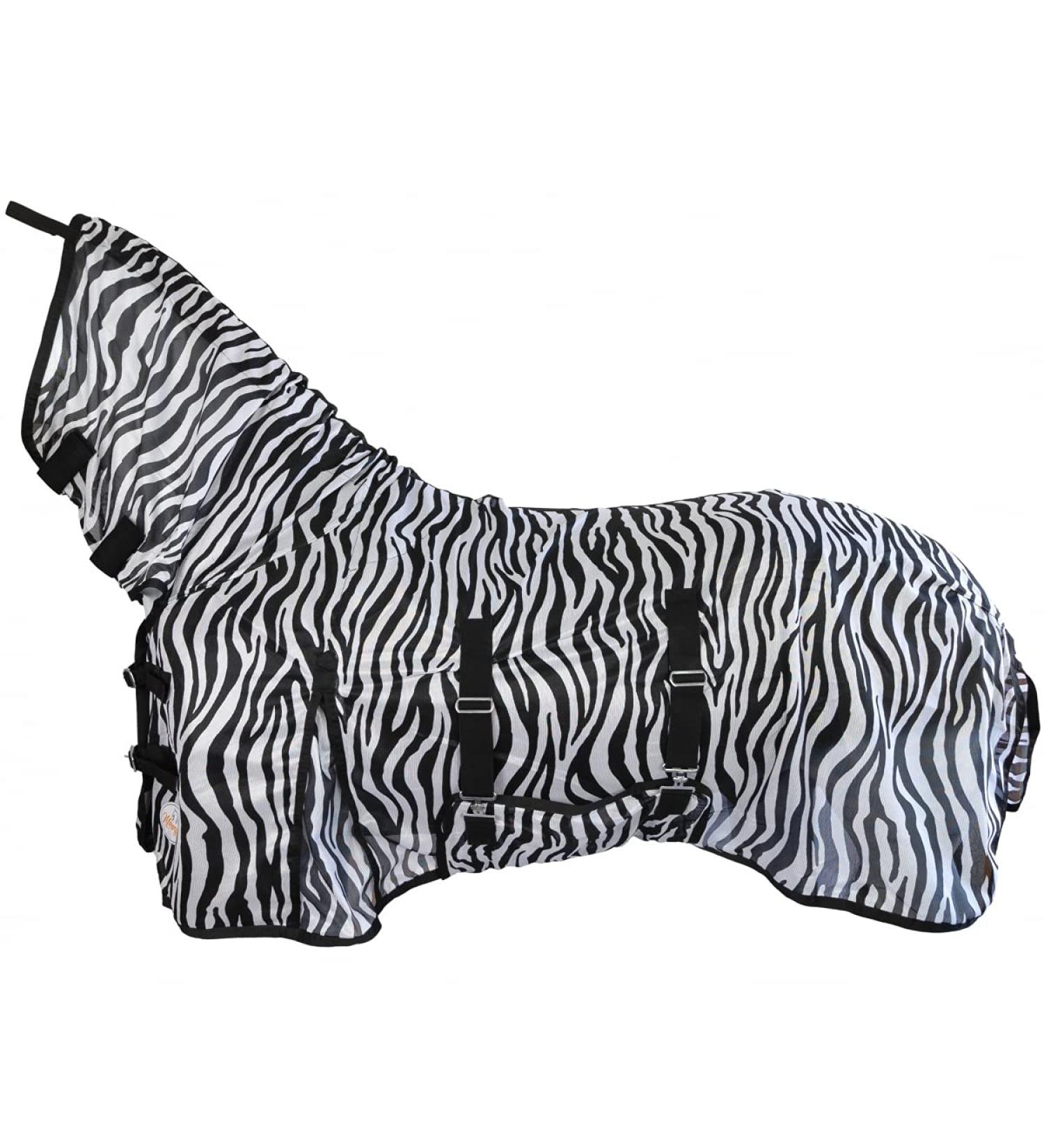 Marengos Zebra Flying Ceiling for Horses | Eczema Protection | Breathable & Wind-Permeable Outdoor Canopy | 125cm White/Black - Buy Online on SooperMarket.com