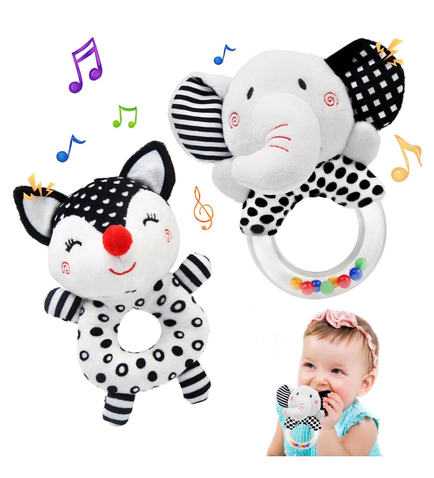 Shop Ballery 2-Piece Baby Rattles | Soft Plush Toys for 0-6 Months | Perfect Gripping & Rattling Fun - Buy Online on SooperMarket.com