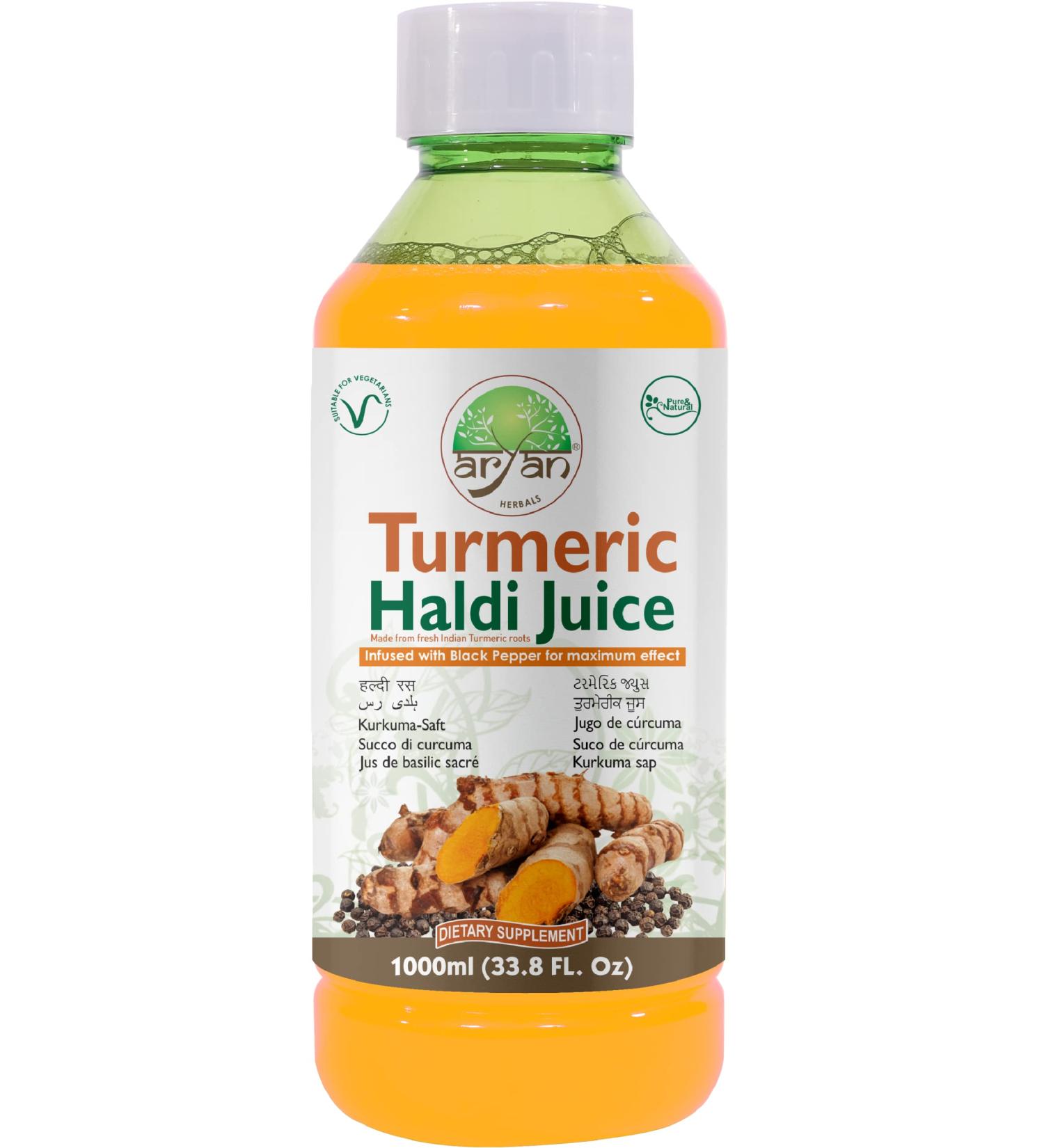 Aryan Herbals Turmeric (Haldi) Juice No Sugar & Artificial Colors Added Natural Juice 1000 ml - Buy Online on SooperMarket.com