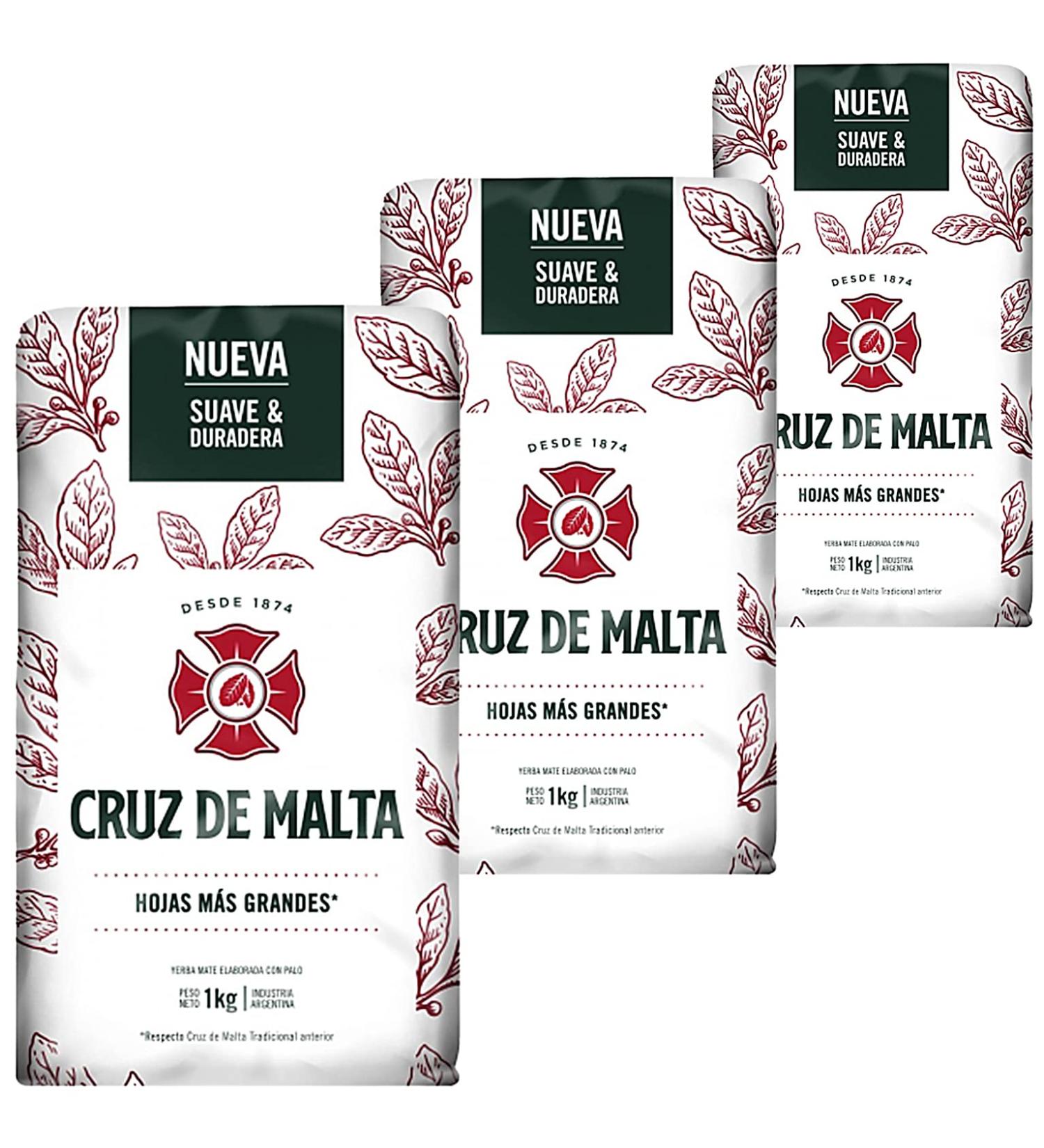 Cruz de Malta Yerba Mate Tradicional 3 kg (1000g x 3) - Authentic Argentine Mate Tea - 24 Months Aged - International Shipping - Buy Online on SooperMarket.com