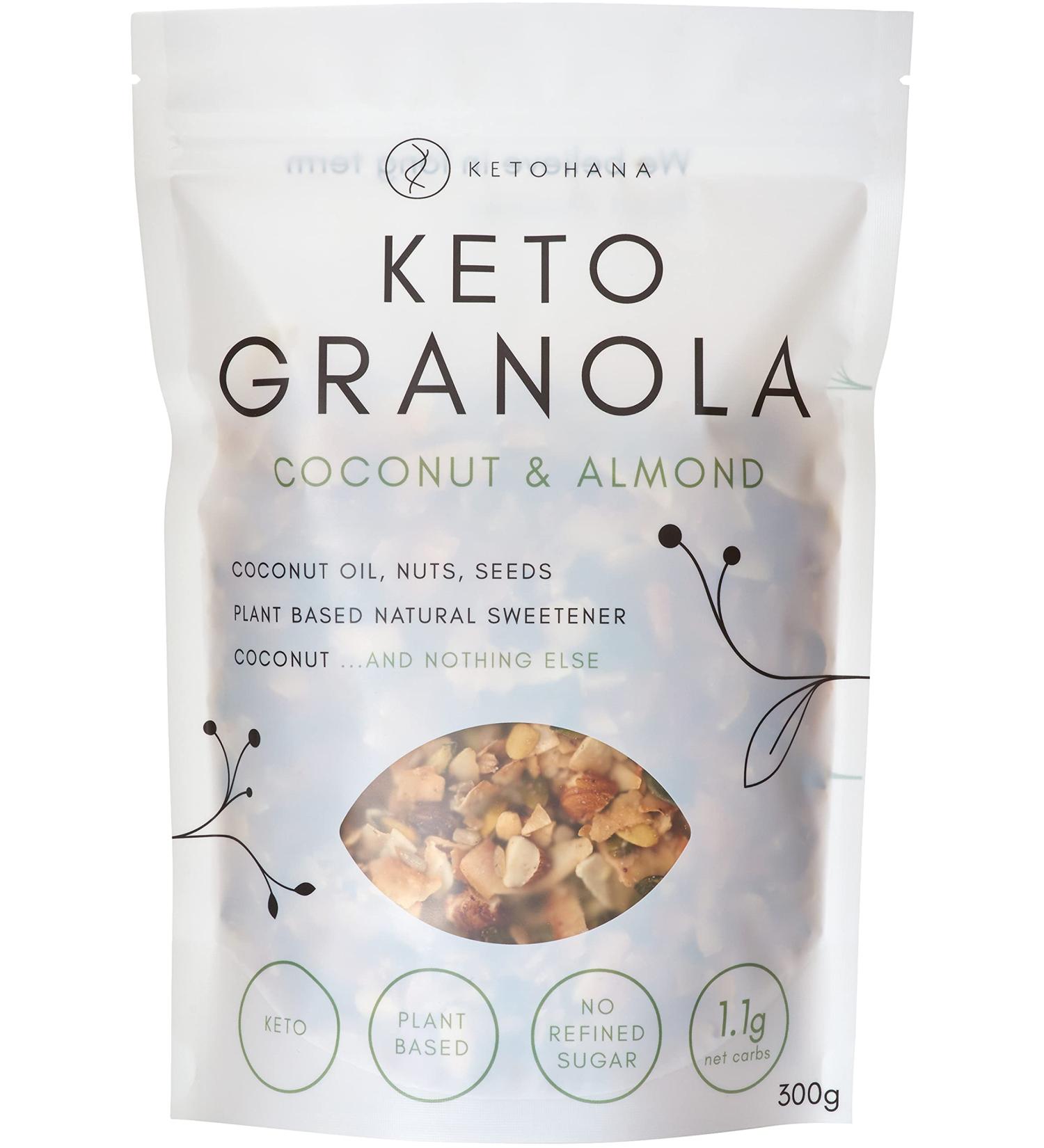 Keto Hana Coconut & Almond Breakfast Granola - Low Carb, High Protein Snack (4x300g) - Buy Online on SooperMarket.com