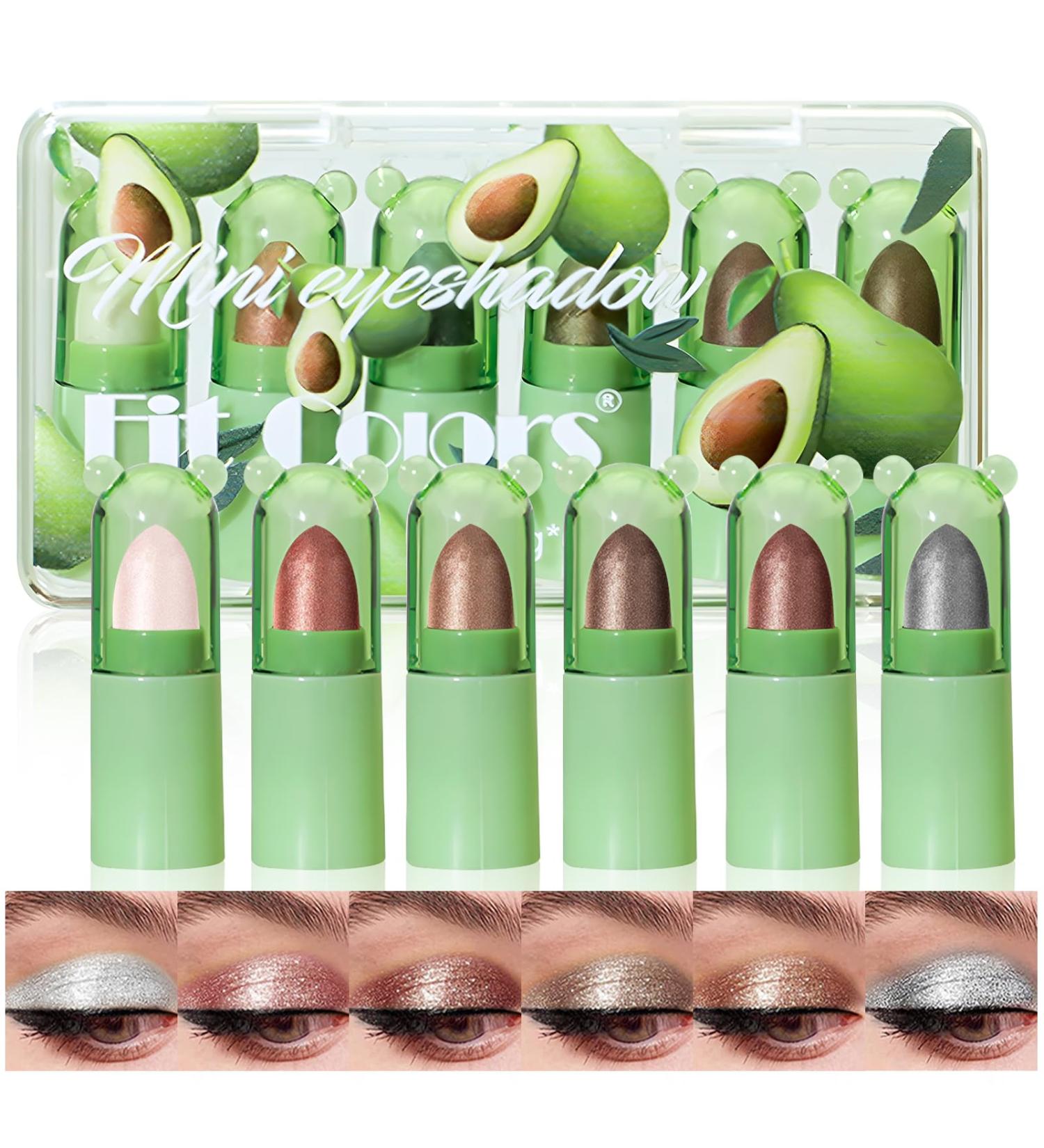 6 Colors Mini Cream Eyeshadow Stick Set - Waterproof Long Lasting Shimmer Metallic Makeup - Pearl White Nude Brown Glitter - Buy Online on SooperMarket.com