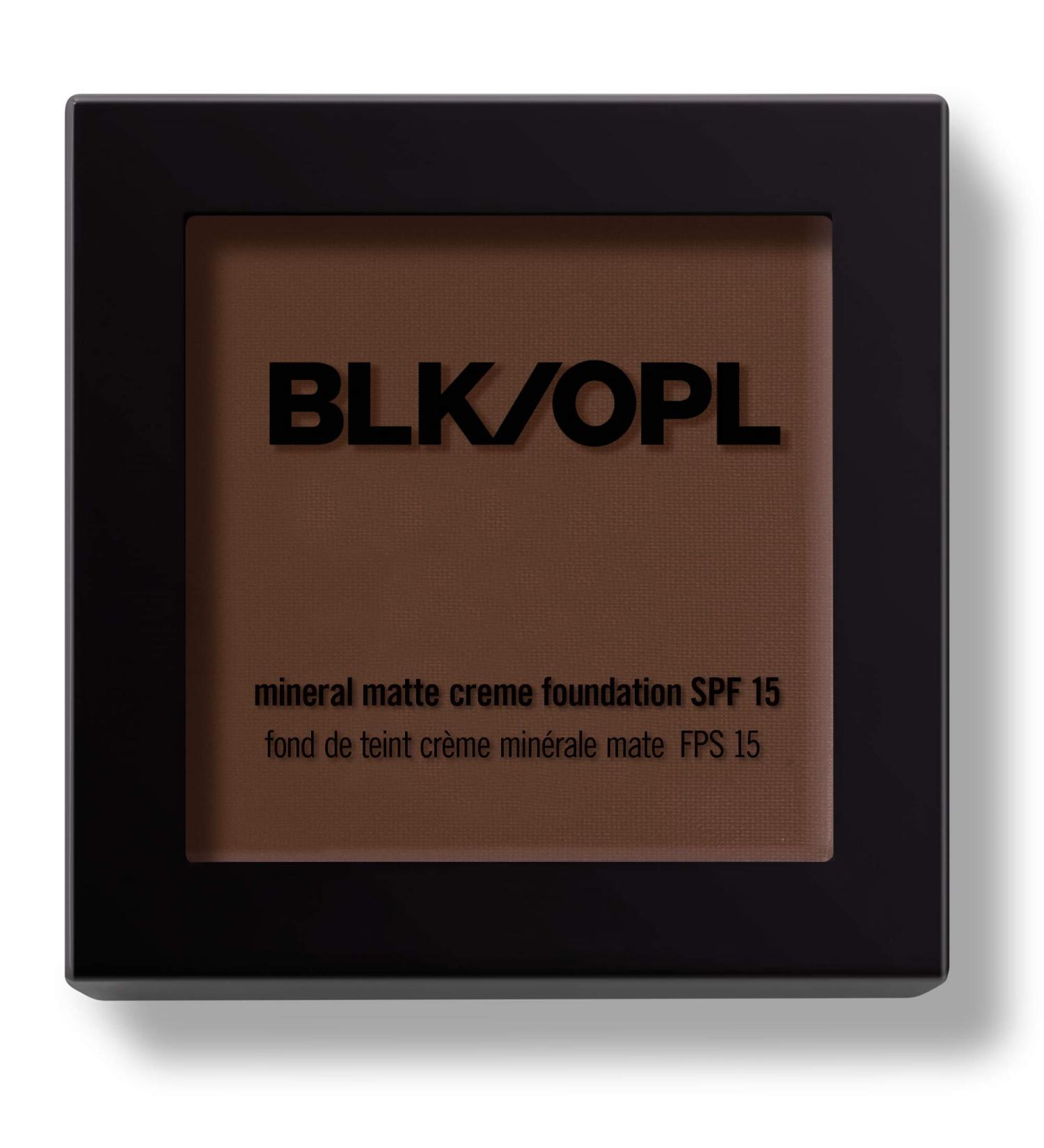 BLK/OPL Mineral Matte Cr me Powder Foundation SPF 15 Ebony Brown enriched with aloe and Vitamins C & E cruelty-free