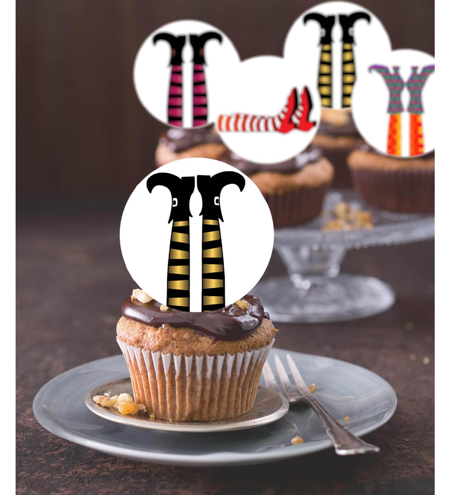 24 x Pre-Cut Halloween Mix 2 Edible Stand up Wafer/Rice Paper Cupcake Toppers Cake Decorations Birthday Party Witch Legs - Buy Online on SooperMarket.com