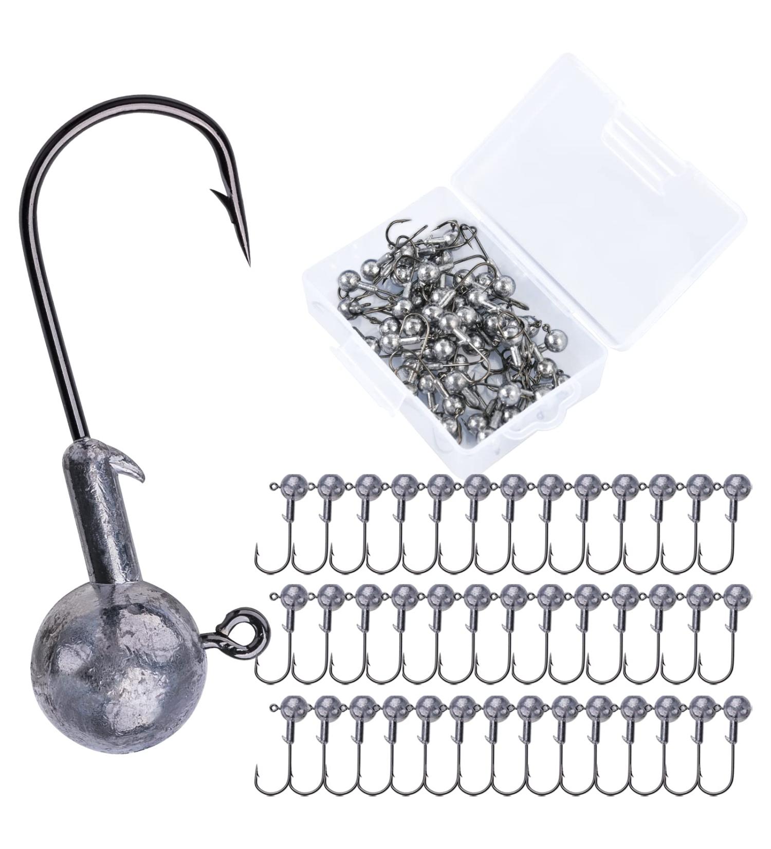 Goture Round Jig Head Hooks 1/4oz 50 Pack for Freshwater and Saltwater Fishing | Pro Swimbait Jig Heads in Fishing Box for Trout, Bass, Crappie - Buy Online on SooperMarket.com
