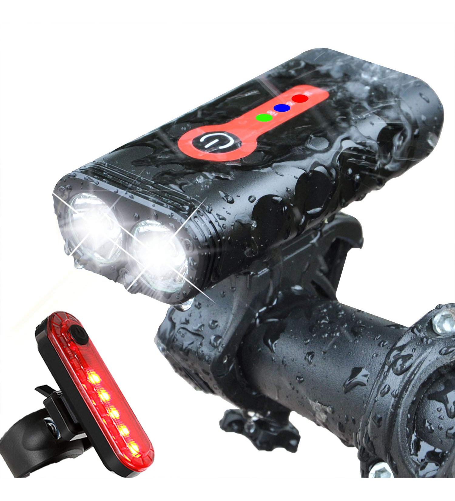 BurningSun Bike Light Set - 1000 Lumens, 5 Modes, 360 Rotatable, USB Rechargeable, IP65 Waterproof - Front and Back Cycling Lights - Buy Online on SooperMarket.com