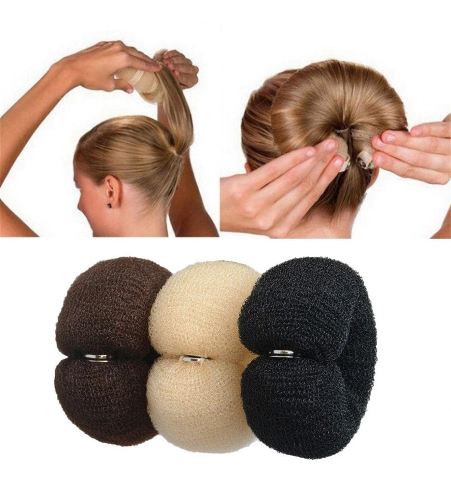 3-Piece Dutt Pillow Hair Knot Rollers - Magical Foam Hair Donut Accessories for Women | DIY Ponytail Holders in Multicolors - Buy Online on SooperMarket.com