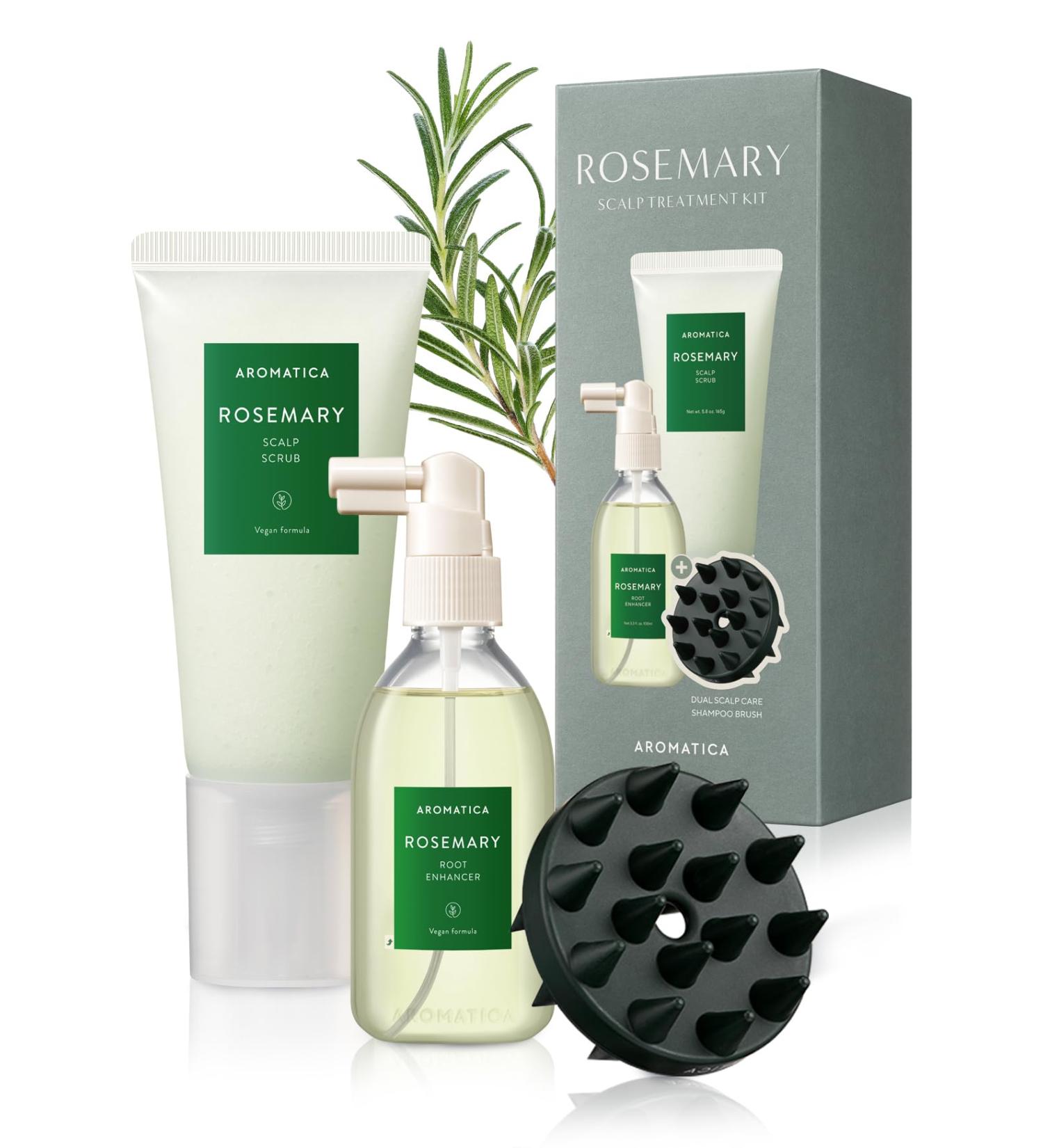 Buy AROMATICA Rosemary Scalp Care Gift Set Hydrating Treatment Scrub & Brush Sulfate Silicone & Paraben-Free International Shipping Available - Buy Online on SooperMarket.com