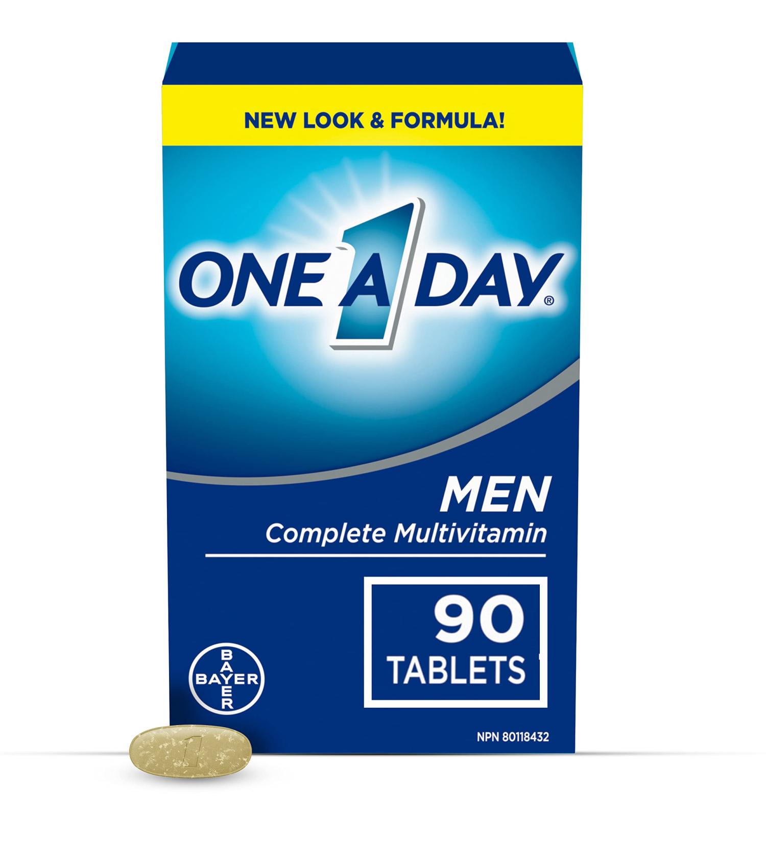 One A Day Multivitamin for Men - Daily Vitamins For Men - Men's Multivitamin With Vitamin A Vitamin C Vitamin D and Zinc for Immune Support Vitamin E B12 Magnesium Lycopene Calcium 90 tablets Nutritional Supplement - Buy Online on SooperMarket.com