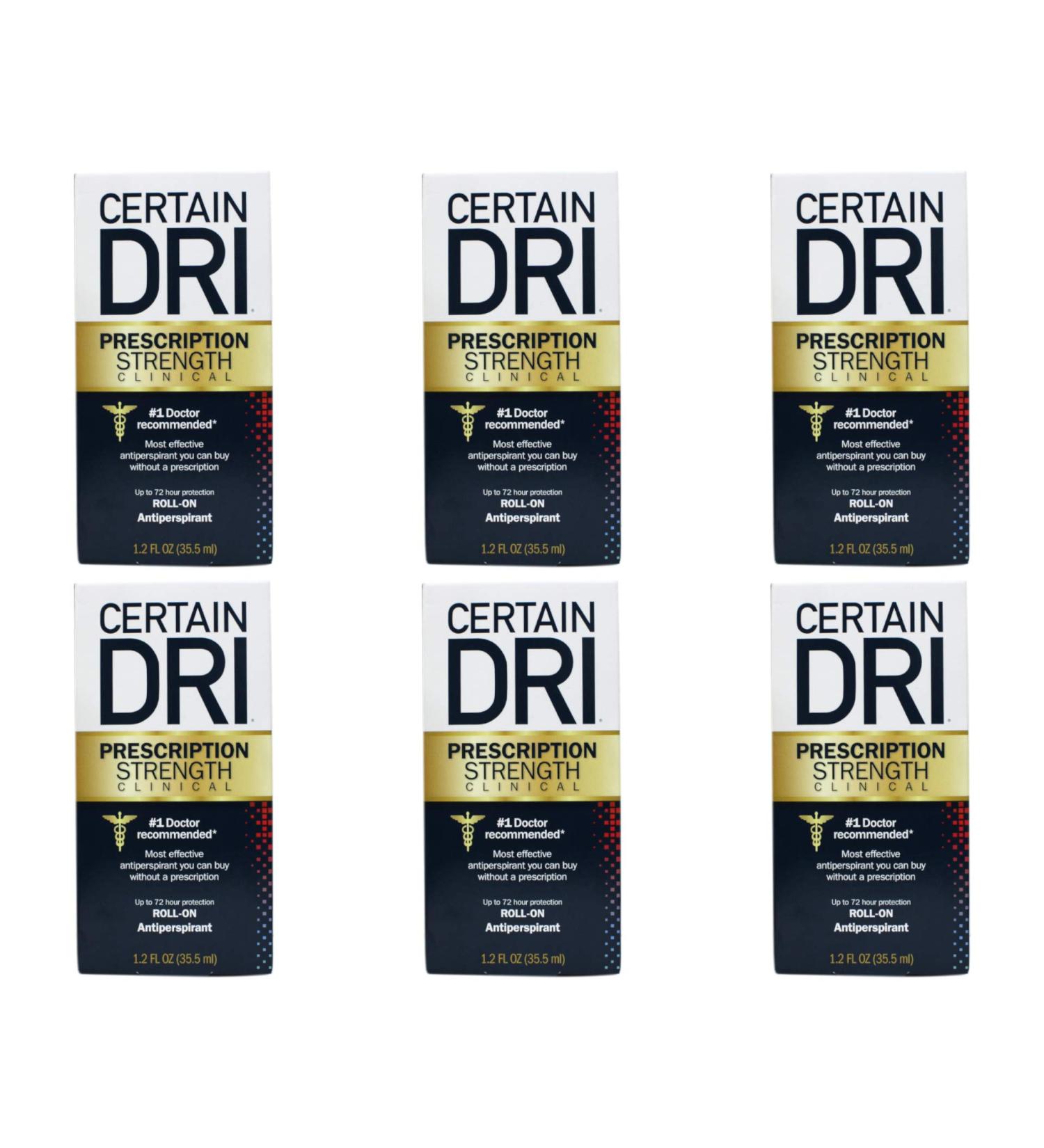 Certainty Dri Clinical Antiperspirant Roll-On 1.20 oz - Pack of 6 | Prescription Strength Formula - Buy Online on SooperMarket.com