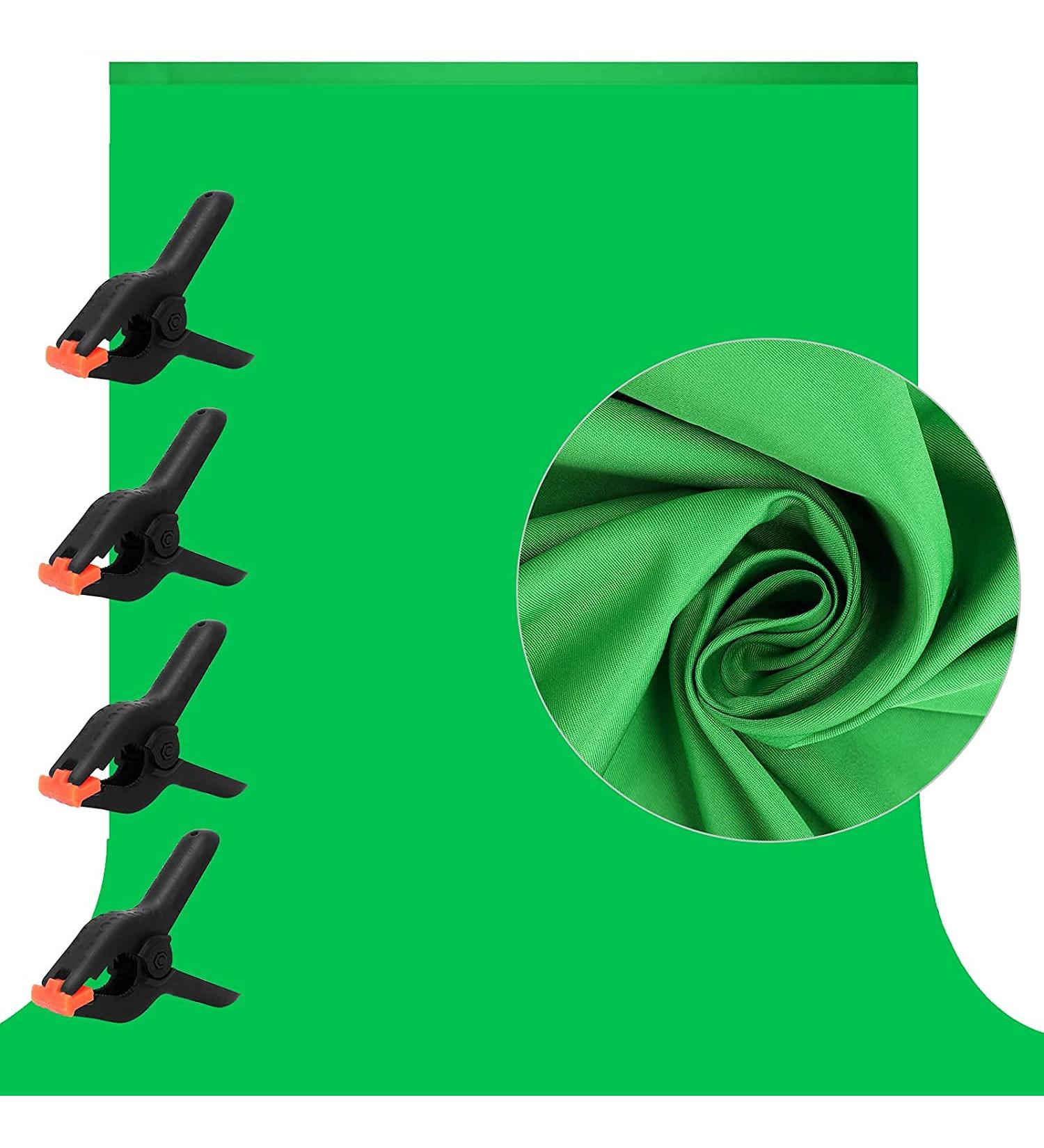 10x7 FT Green Screen Backdrop for Photography, Chromakey Virtual Background Sheet with Clamps - Ideal for Zoom, YouTube, Gaming & VR - Buy Online on SooperMarket.com