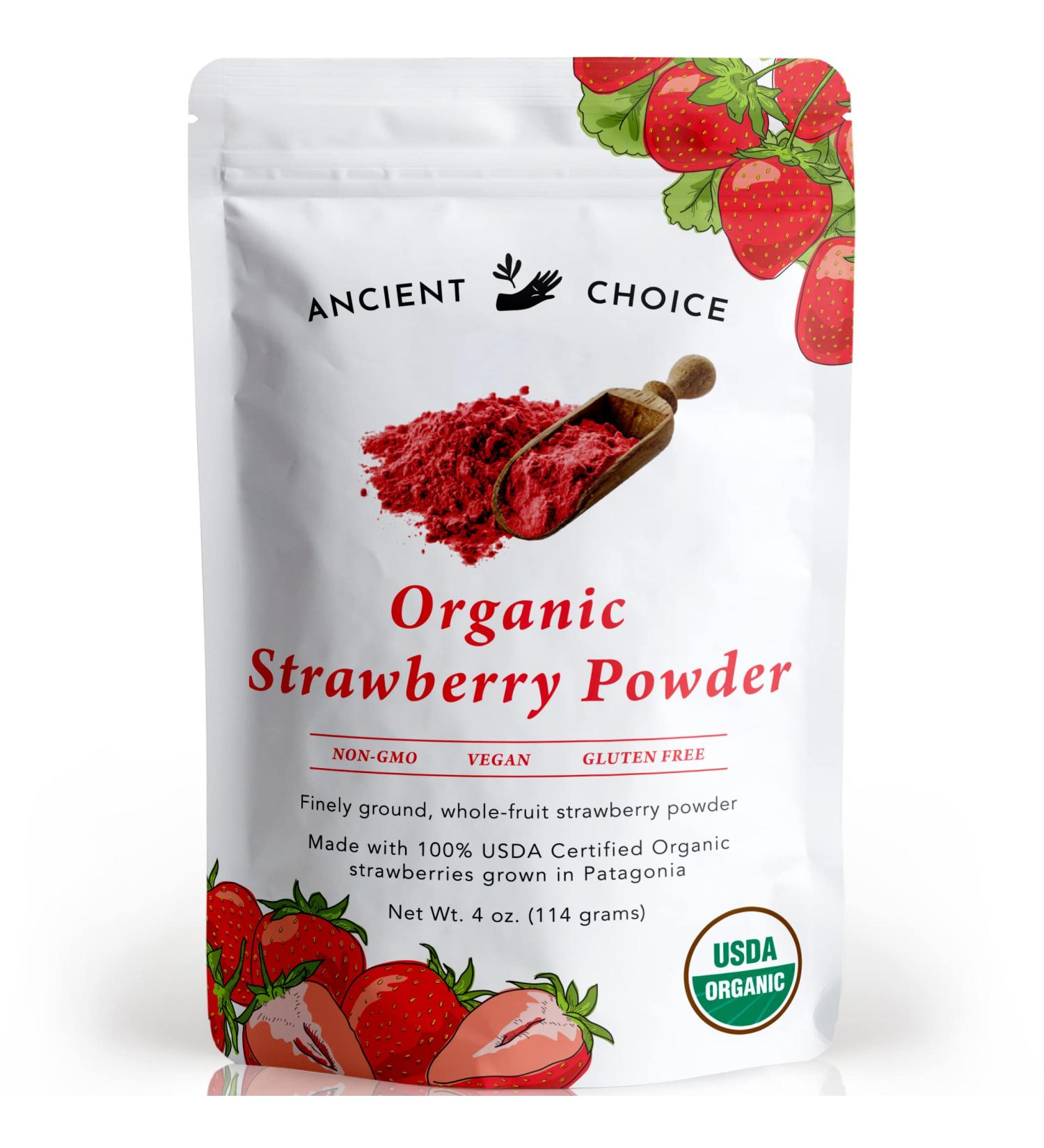 Organic Freeze Dried Strawberry Powder (4 oz) - Vegan Superfood for Baking, Smoothies, and Keto/Paleo Diets - Buy Online on SooperMarket.com