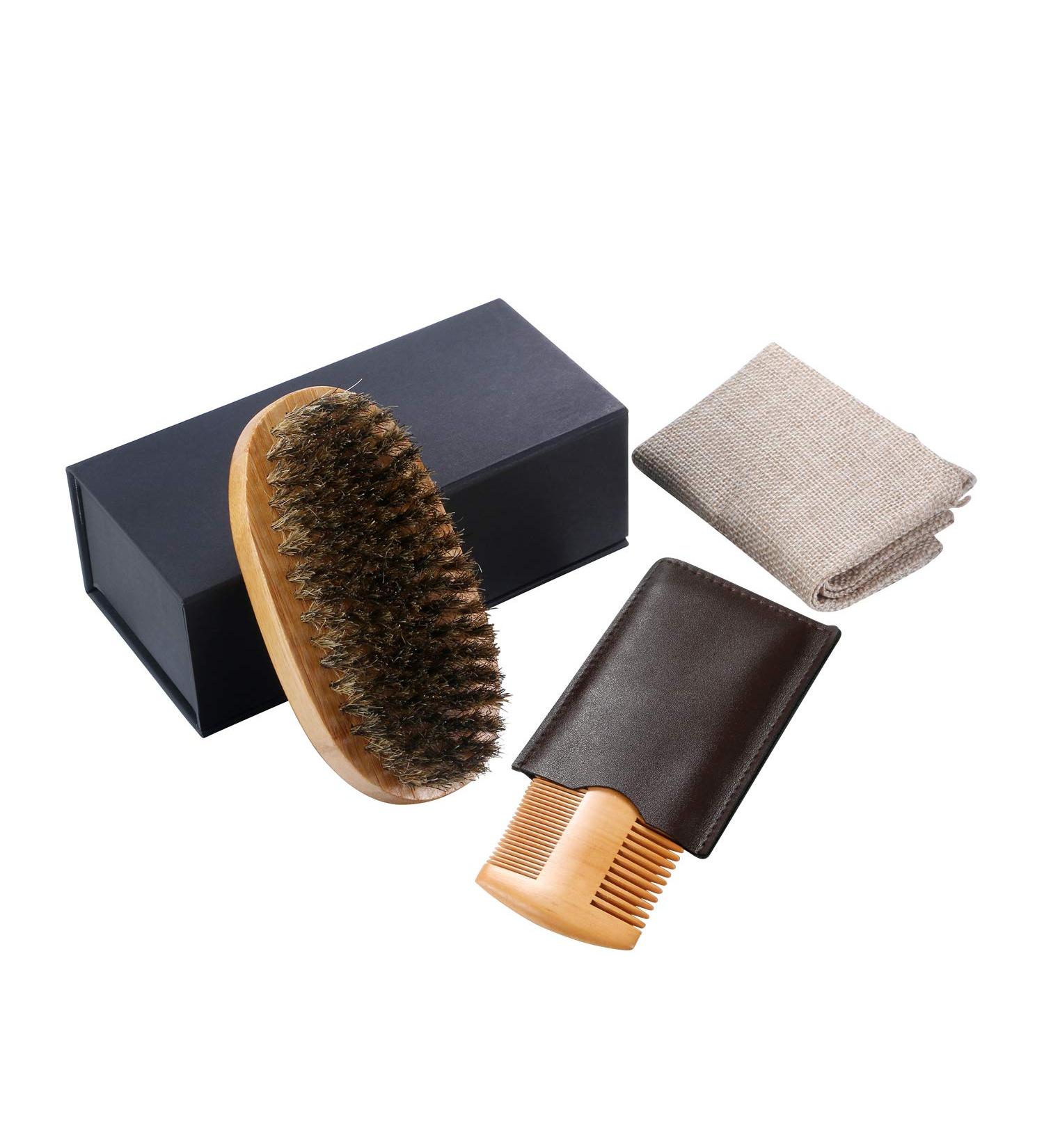 Luxury Men's Beard Care Set - Boar Bristle Brush & Comb in Gift Box | Perfect Father's Day Gift - Buy Online on SooperMarket.com