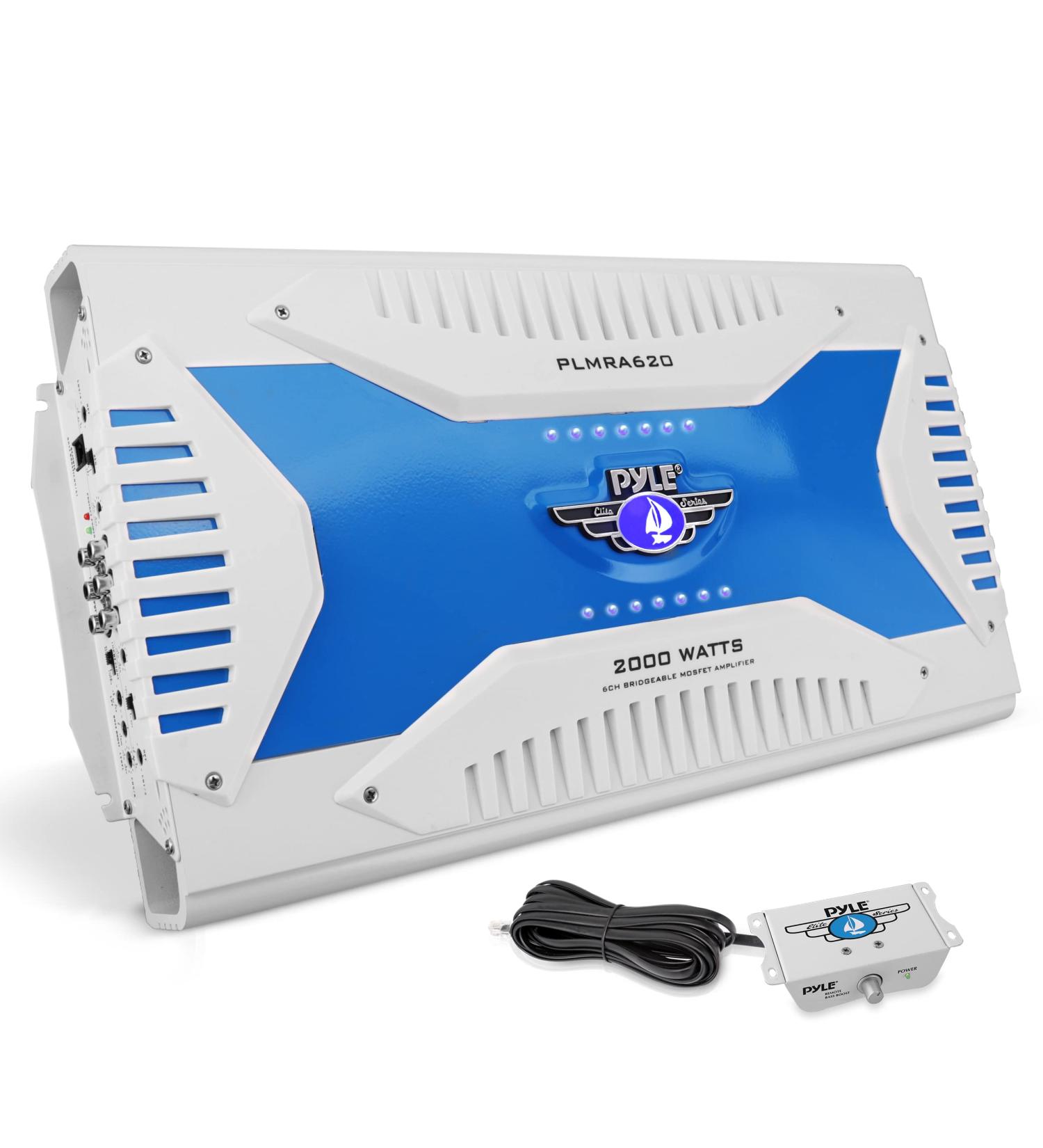 Pyle PLMRA620 6 Channel Marine Amplifier Receiver - 2000 Watt Waterproof Wireless Audio Amp with Dual MOSFET Supply and RCA Inputs - Buy Online on SooperMarket.com