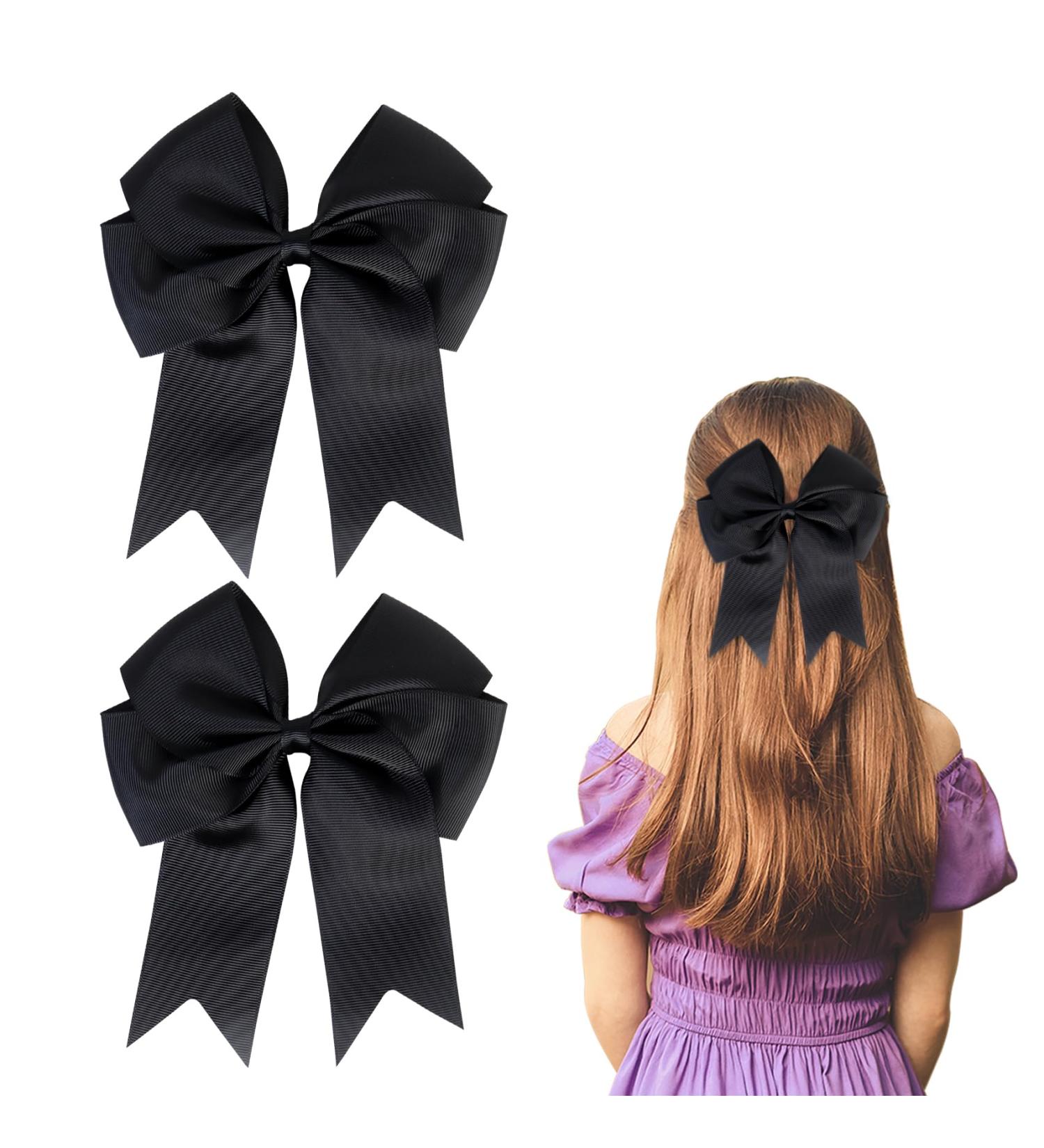 2 Pack 6 inch Bow Hair Clips Large Hair Bow Hair Barrette Clips for Women Girls Black Hair Bows - Buy Online on SooperMarket.com